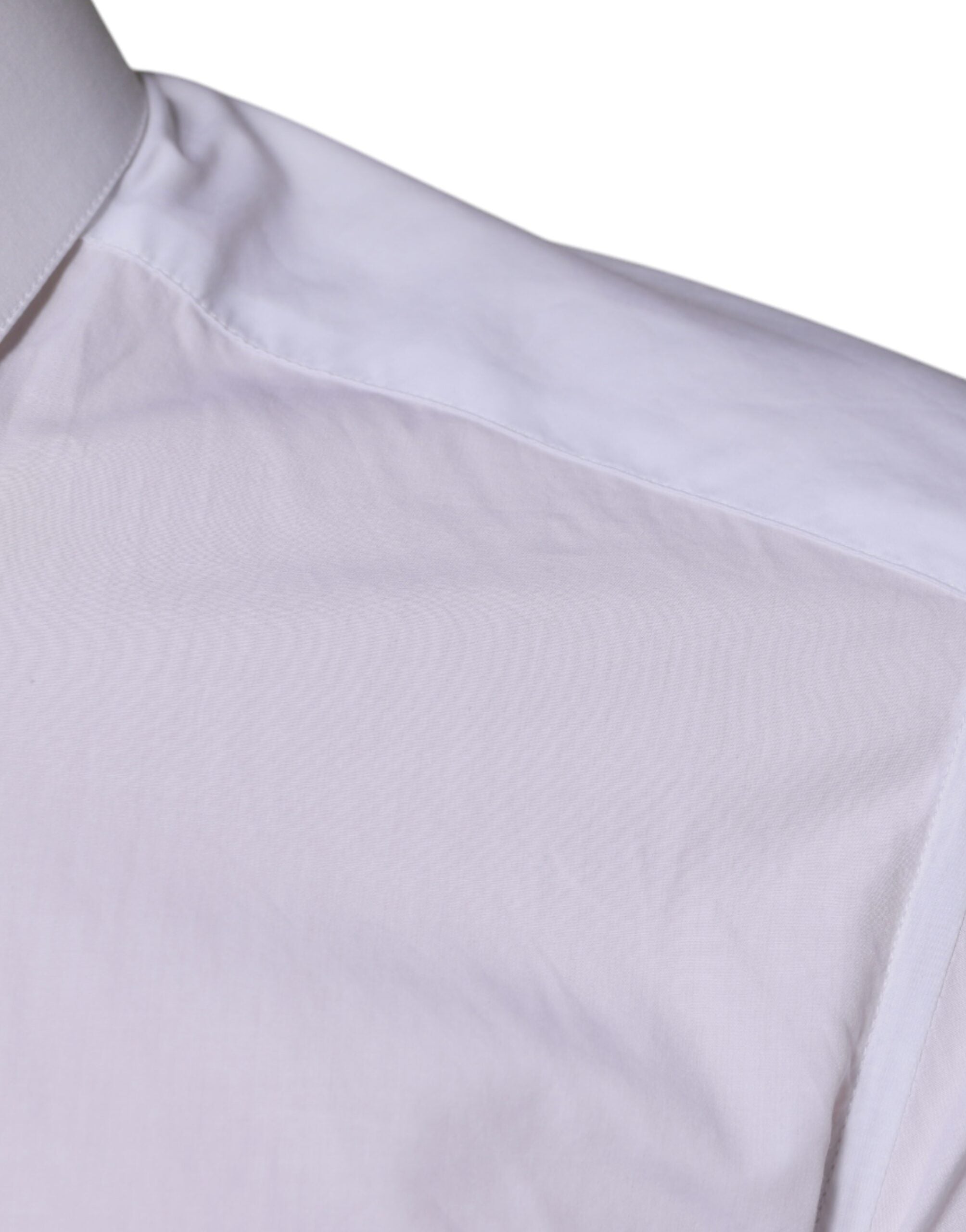 Dolce & Gabbana Weiß Baumwolle Langarm GOLD Kleid Männer Hemd