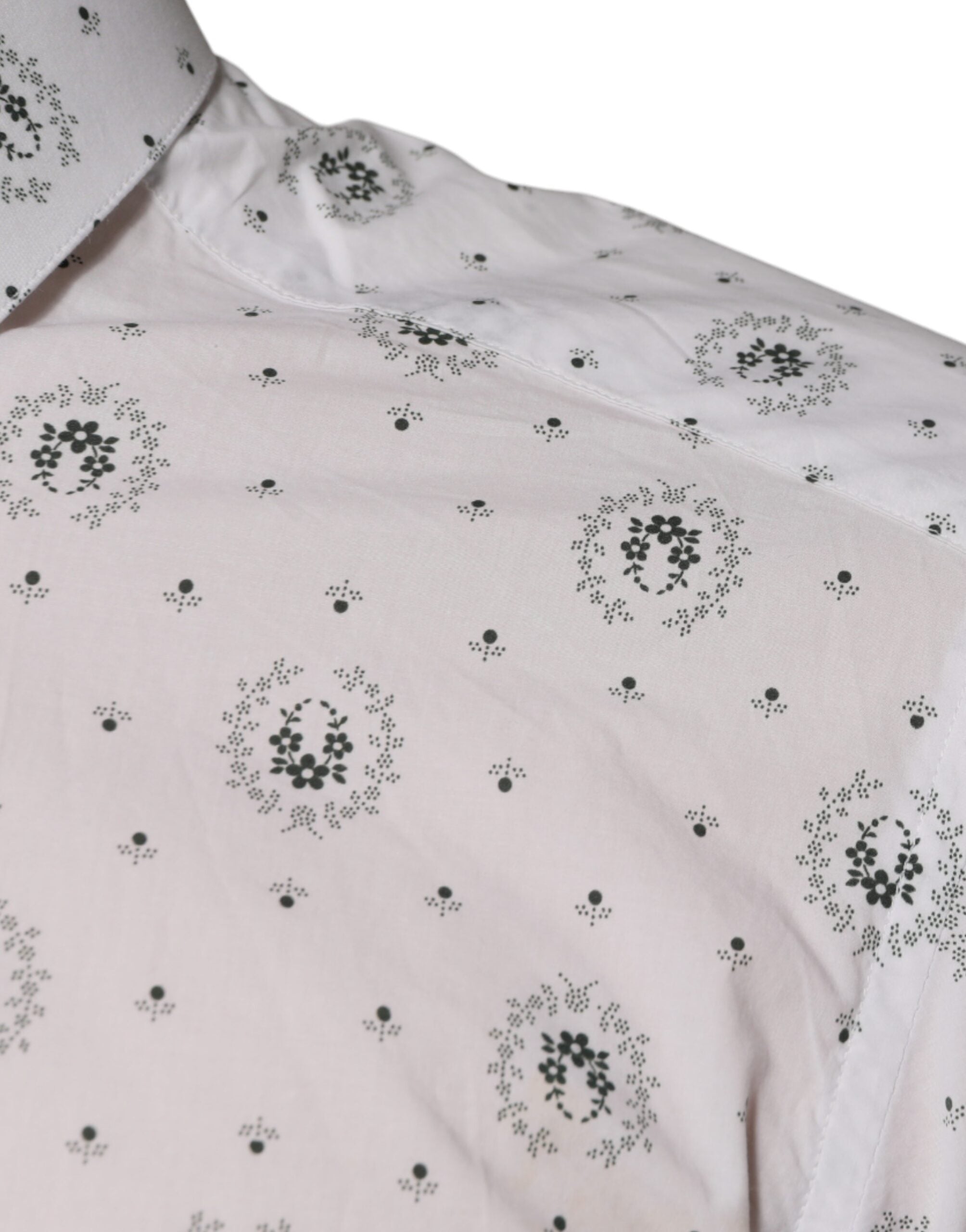 Dolce & Gabbana Weißes bedrucktes Slim Fit Hemd aus Baumwolle für Männer