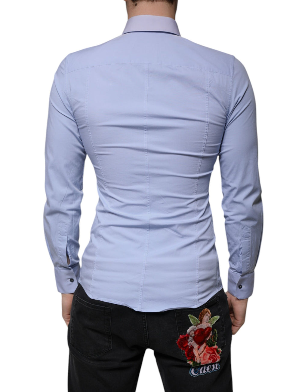 Dolce & Gabbana Hellblaues Baumwollhemd SICILIA Slim Fit