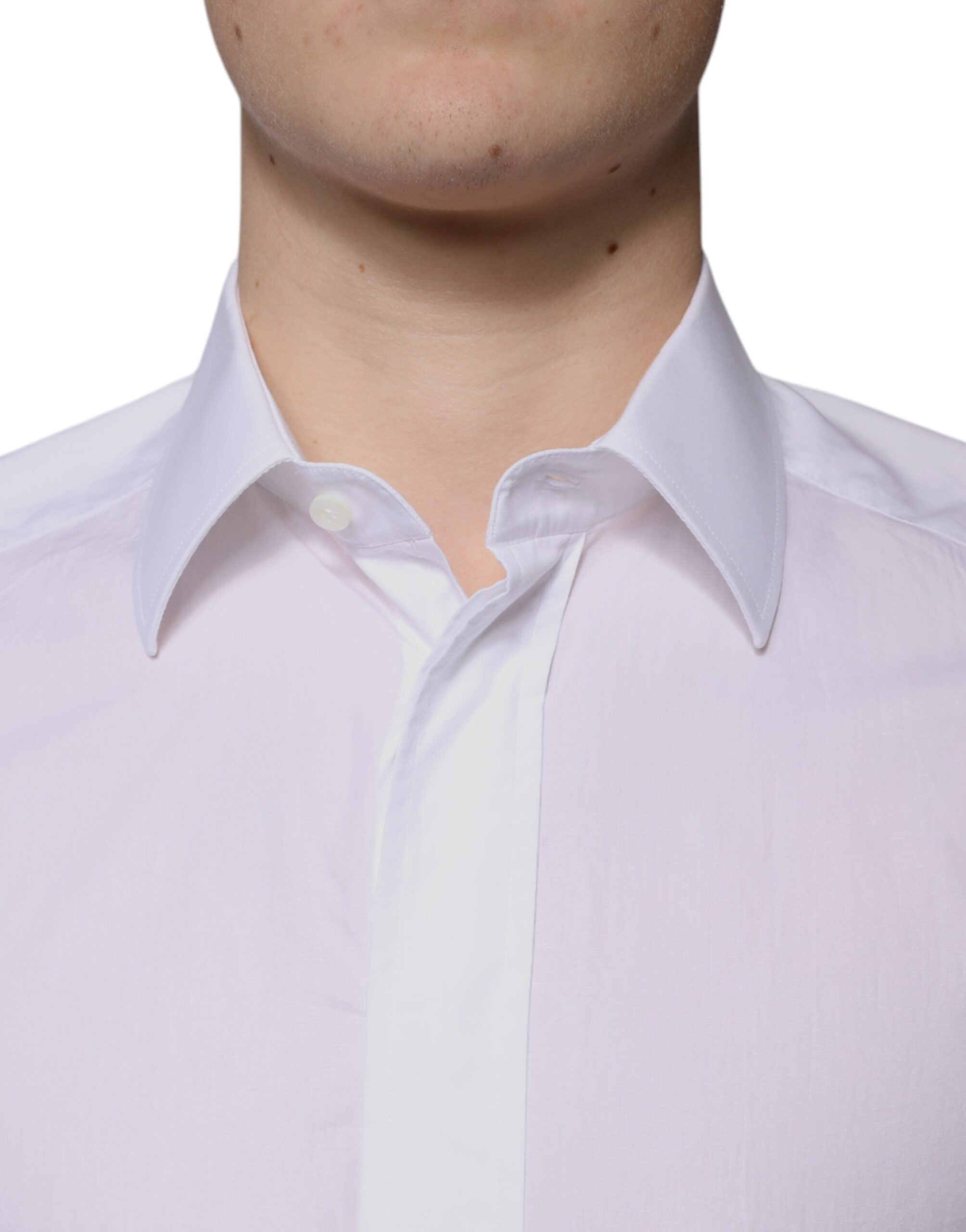 Dolce & Gabbana Weißes Slim Fit GOLD Herrenhemd aus Baumwolle