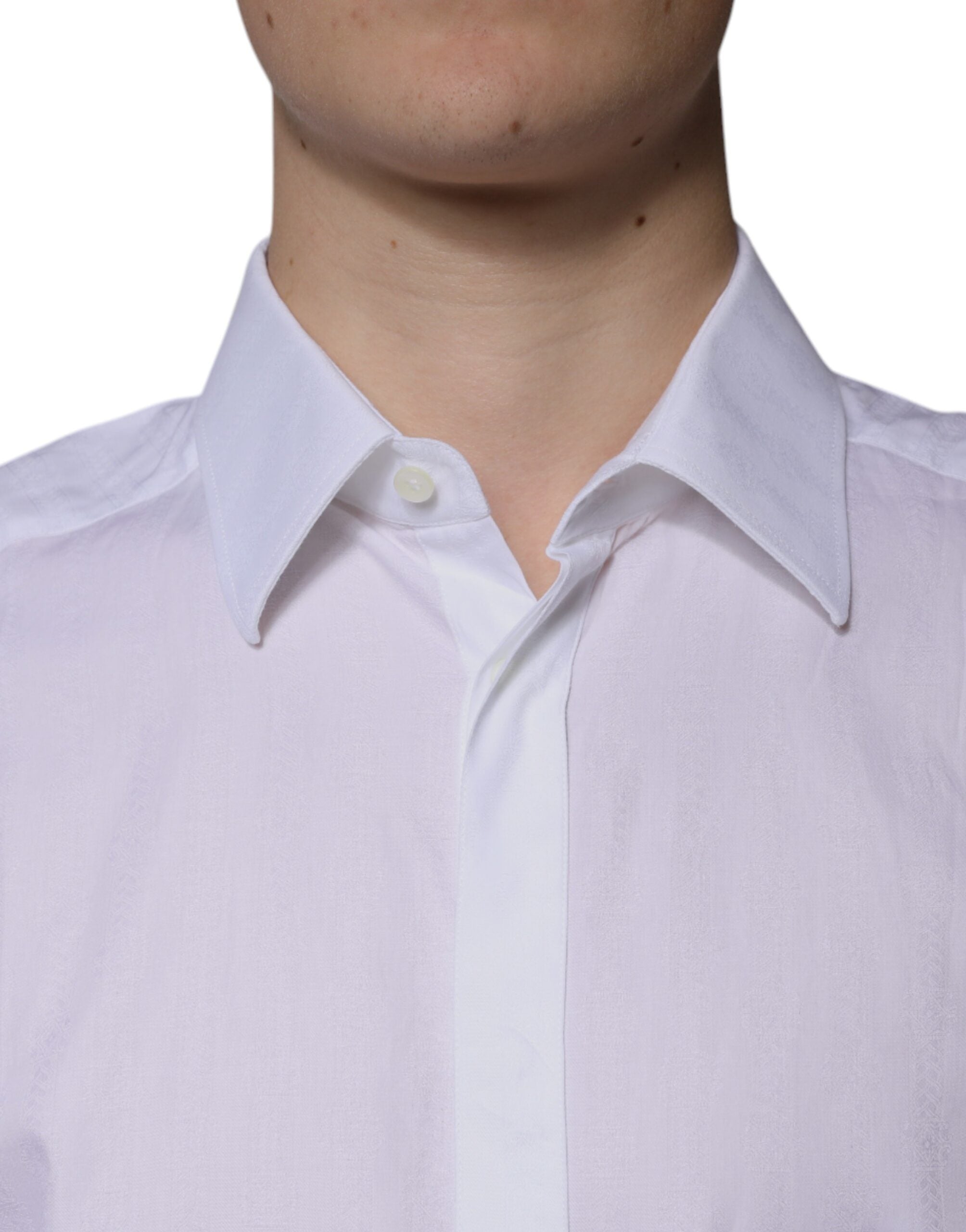 Dolce & Gabbana Weißes Baumwollhemd Slim Fit Formal GOLD Dress Shirt