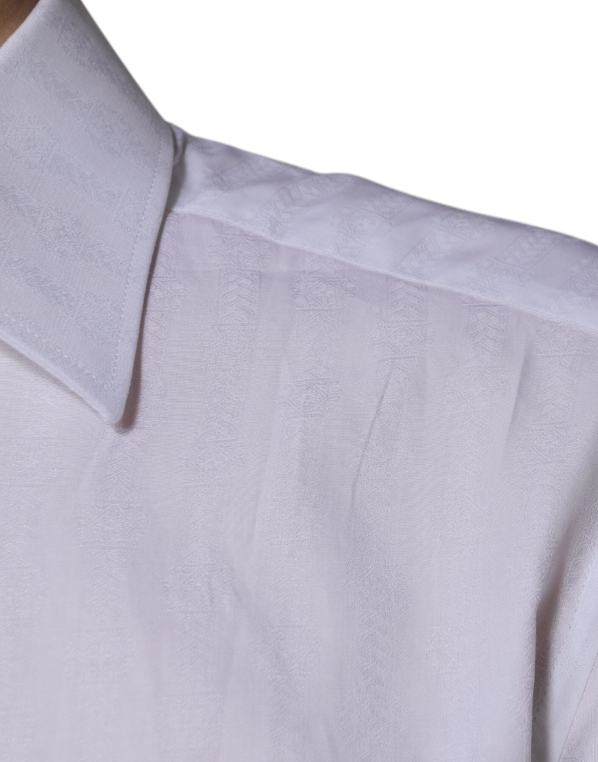 Dolce & Gabbana Weißes Baumwollhemd Slim Fit Formal GOLD Dress Shirt