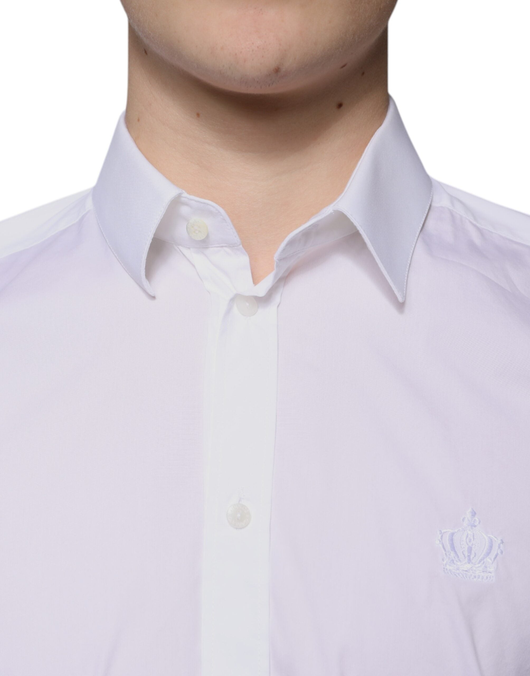 Dolce & Gabbana Weißes Baumwollmischung Männer MARTINI Kleid Hemd