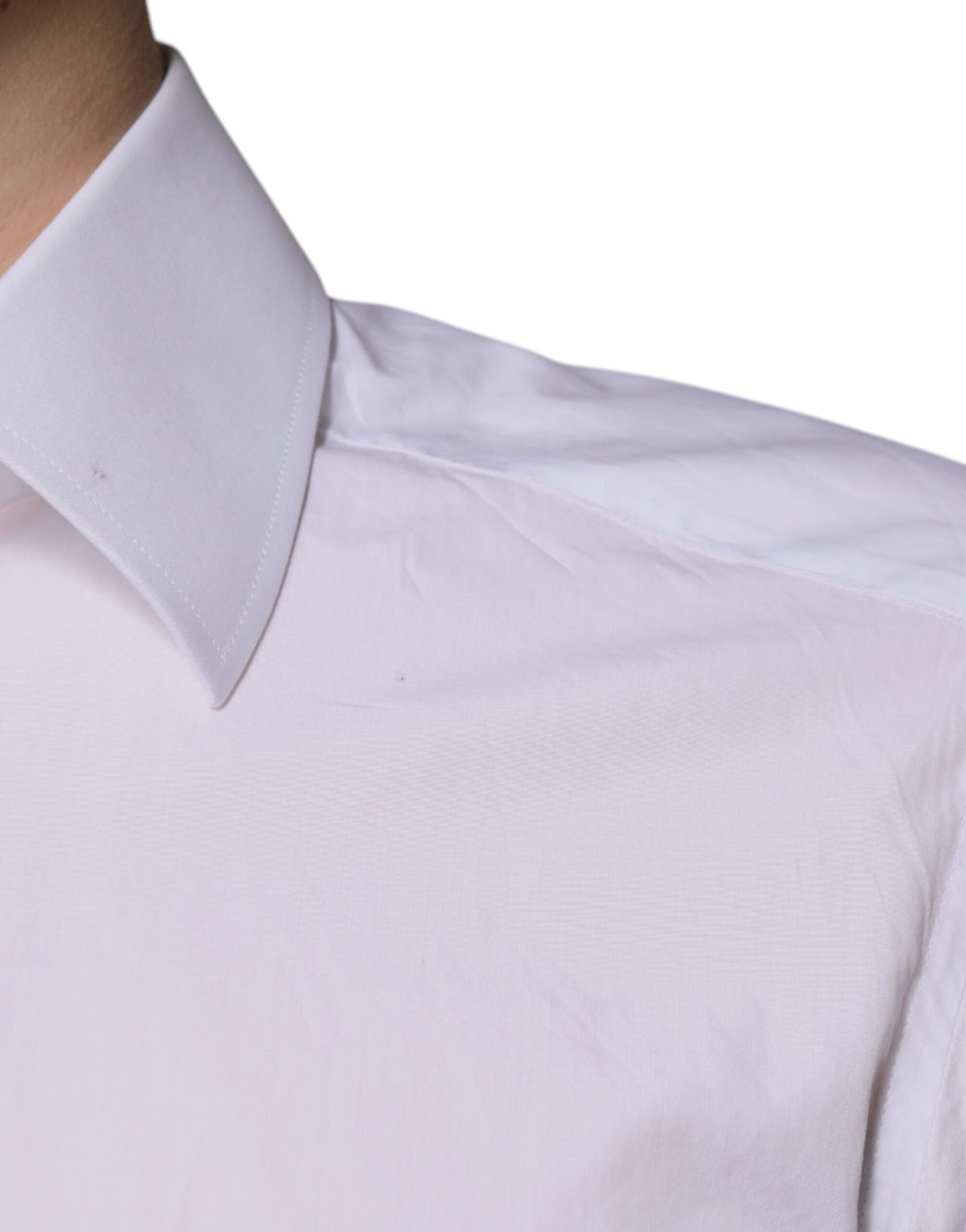 Dolce & Gabbana Weißes Slim Fit Herrenhemd GOLD aus Baumwolle