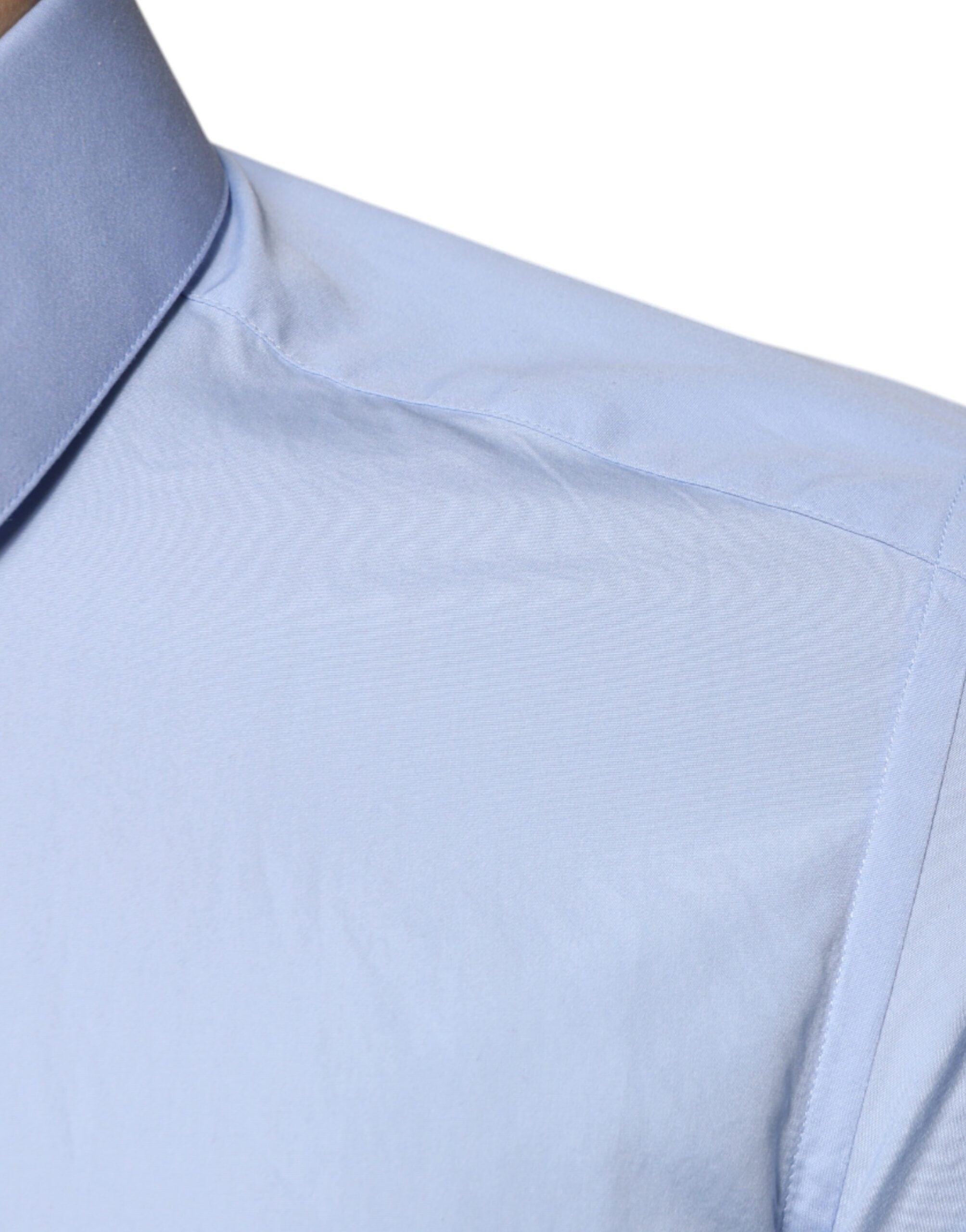 Dolce & Gabbana Hellblaues Slim Fit GOLD Hemd aus Baumwolle