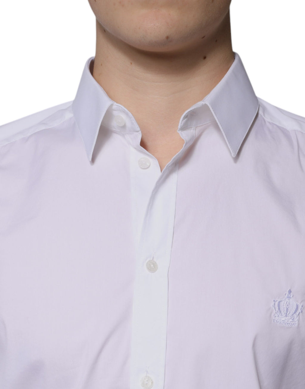 Dolce & Gabbana Weißes Baumwollhemd mit langen Ärmeln GOLD