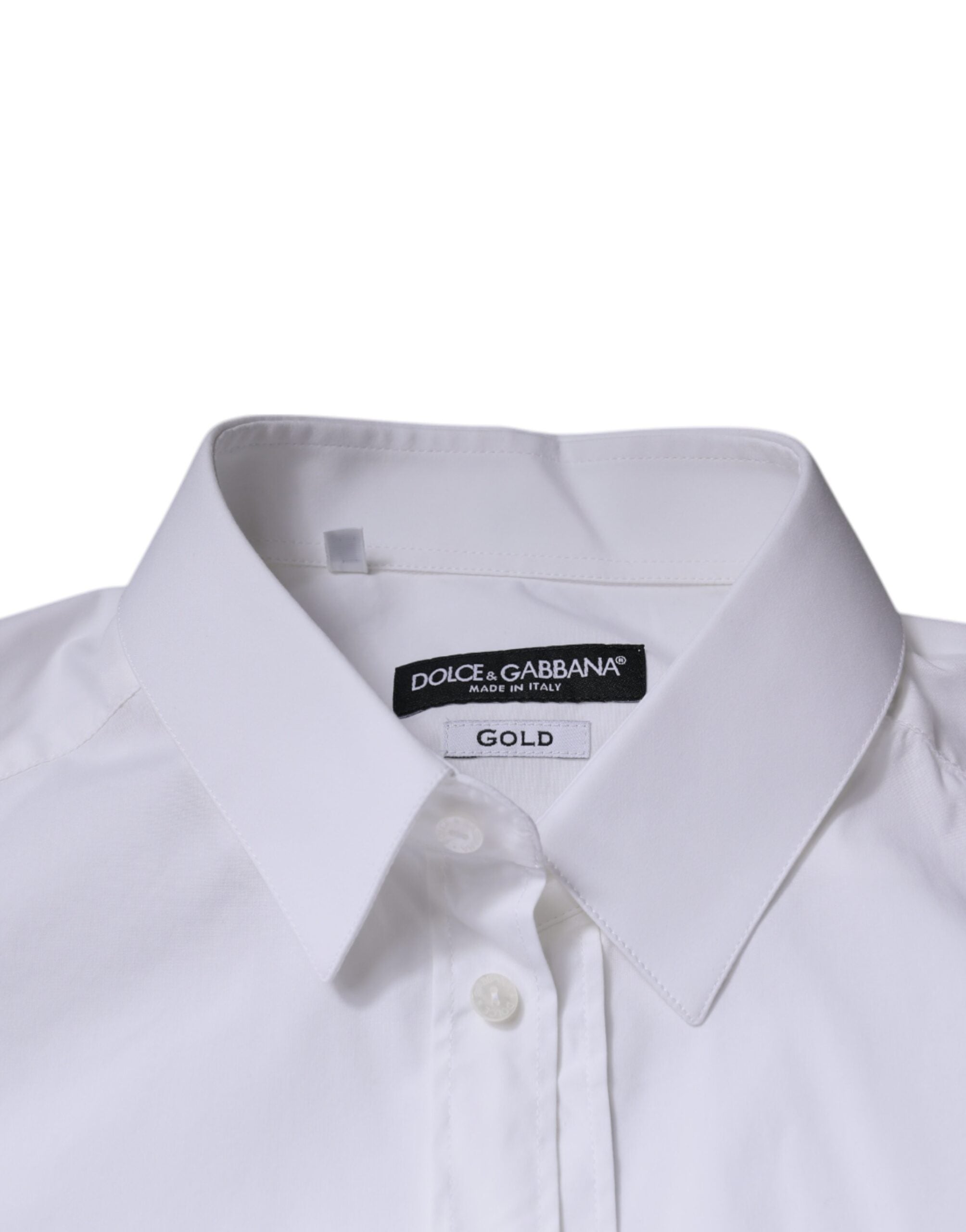 Dolce & Gabbana Weißes Baumwollhemd mit langen Ärmeln GOLD
