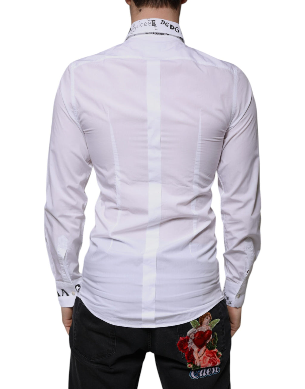 Dolce & Gabbana Weißes Logo-Baumwollhemd für Herren GOLD