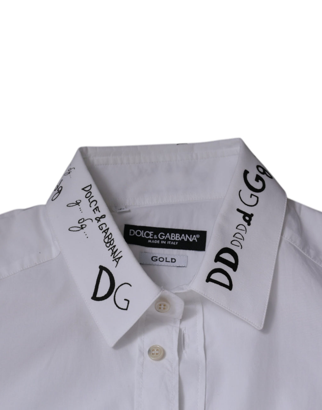 Dolce & Gabbana Weißes Logo-Baumwollhemd für Herren GOLD