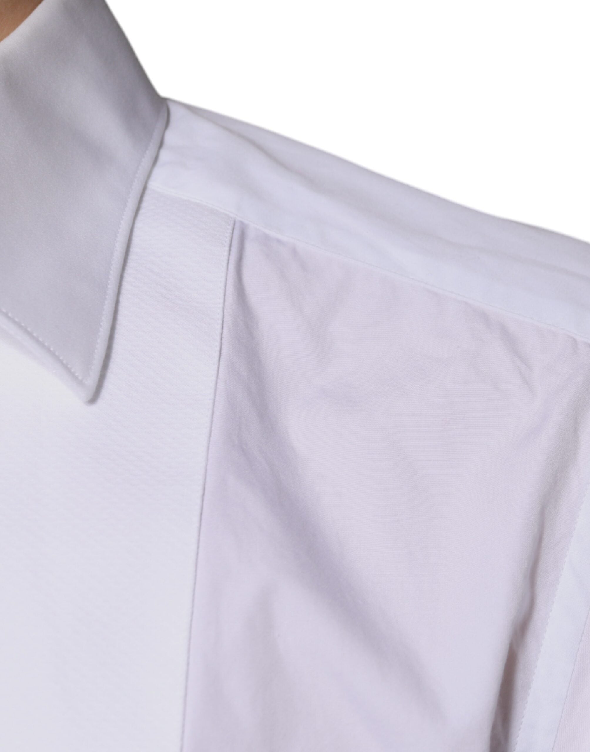 Dolce & Gabbana Weißes Lätzchen Baumwolle Popeline GOLD Herren Hemd