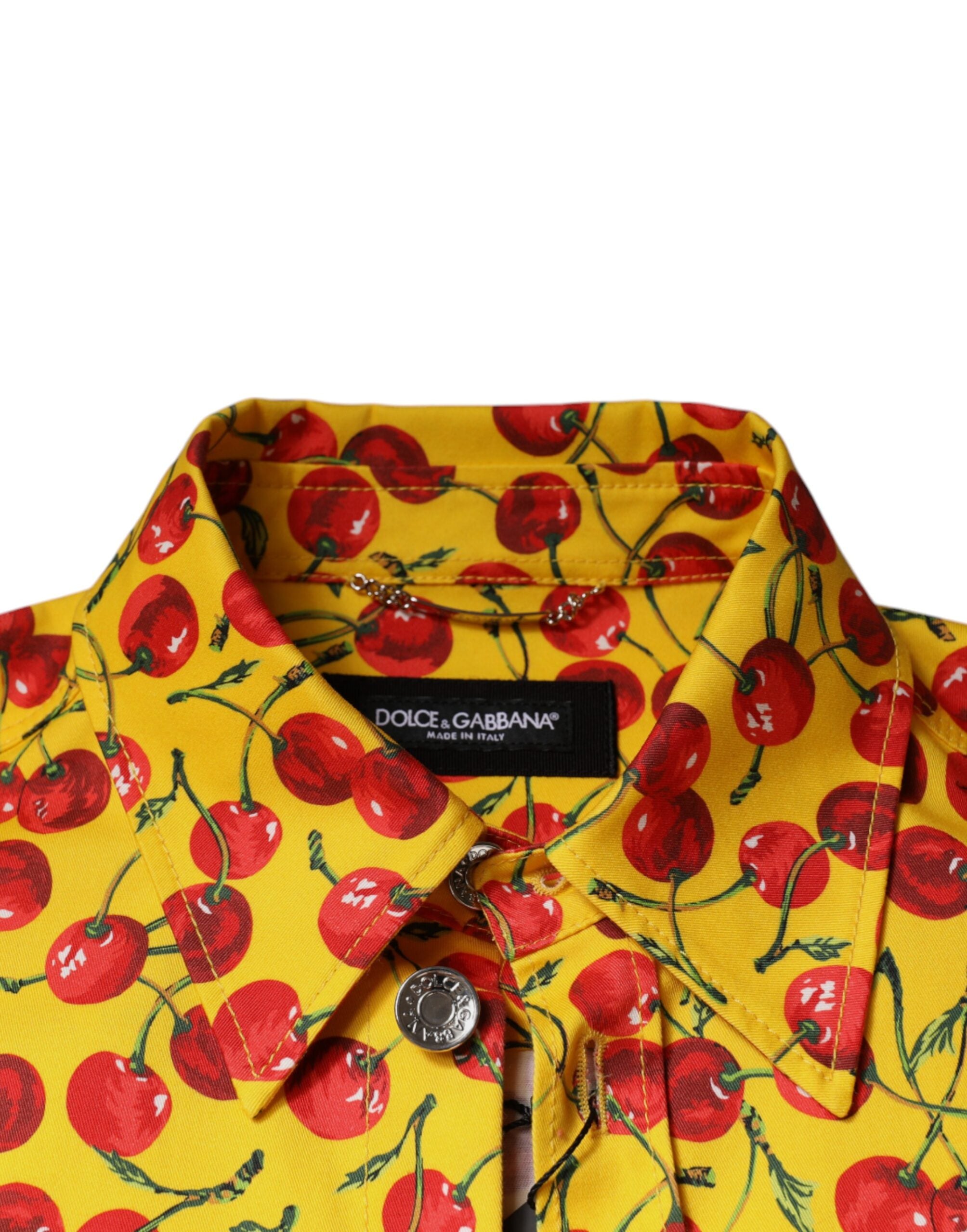 Dolce & Gabbana Gelbe Kirsche Button Down Herren Freizeithemd