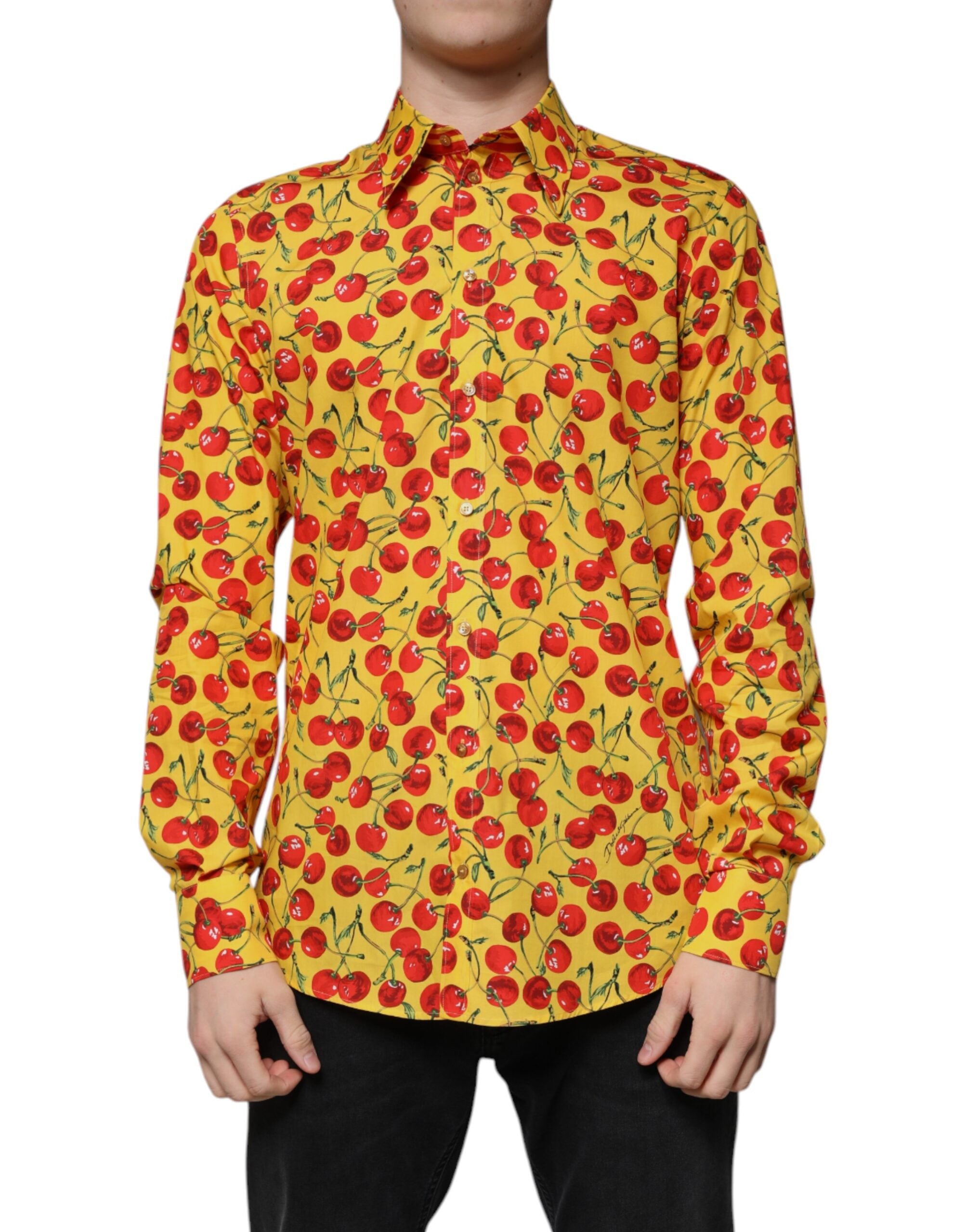 Dolce & Gabbana Gelbes Kirschbaum-Baumwollhemd MARTINI