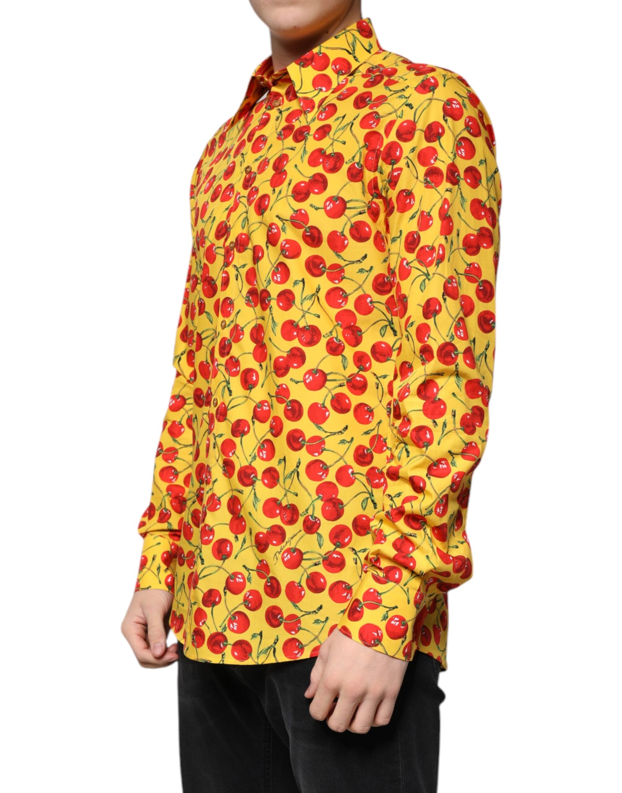 Dolce & Gabbana Gelbes Kirschbaum-Baumwollhemd MARTINI