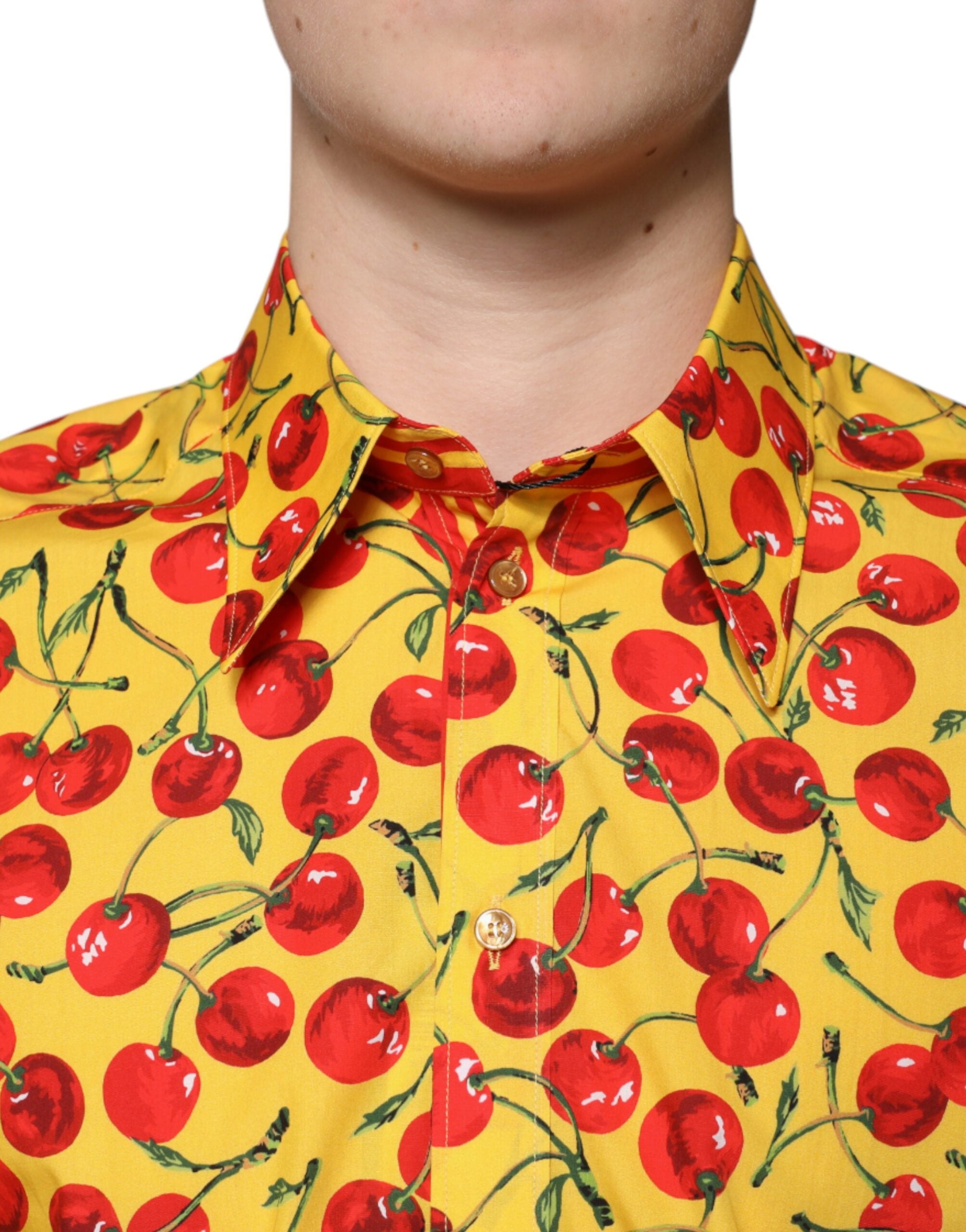 Dolce & Gabbana Gelbes Kirschbaum-Baumwollhemd MARTINI
