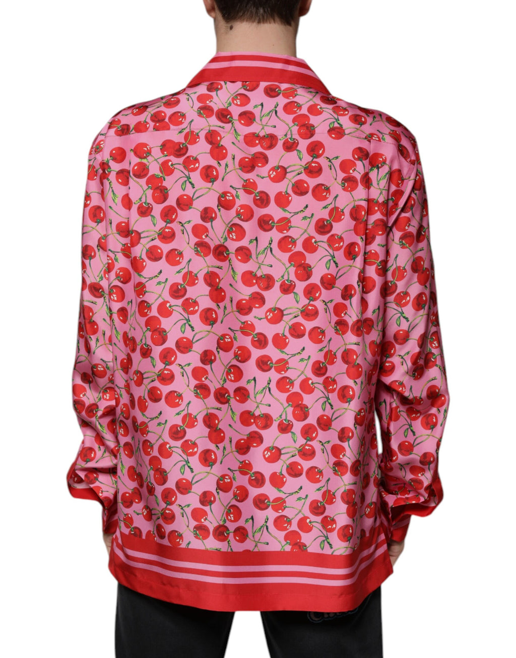 Dolce & Gabbana Rosa Kirsche Seide Button Down Freizeithemd
