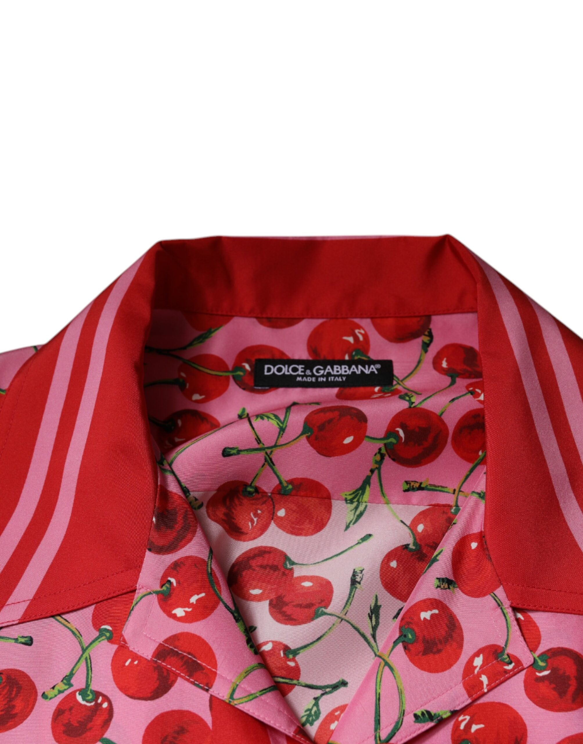 Dolce & Gabbana Rosa Kirsche Seide Button Down Freizeithemd
