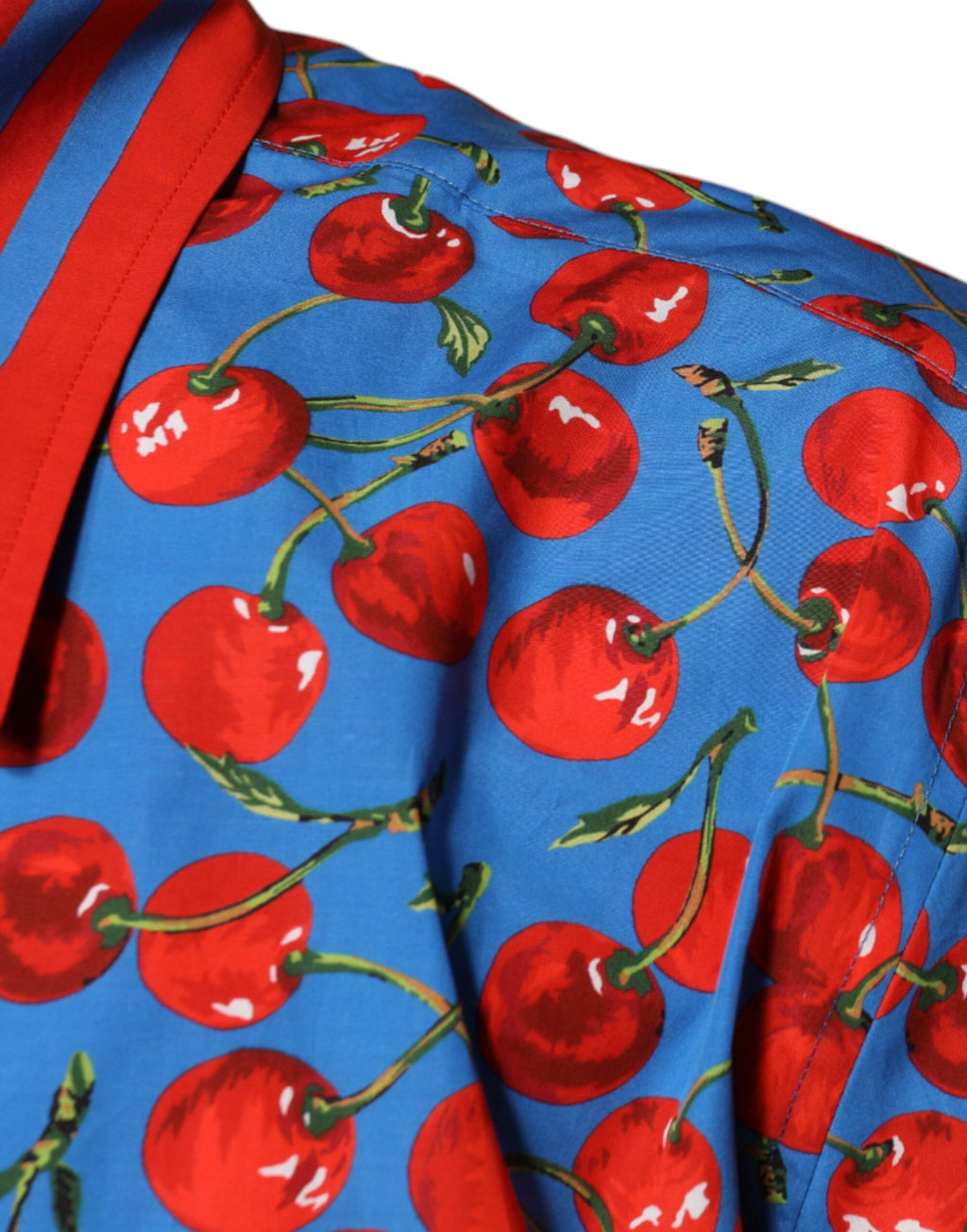 Dolce & Gabbana Blaues Kirschbaum-Baumwoll-Button-Down Freizeithemd