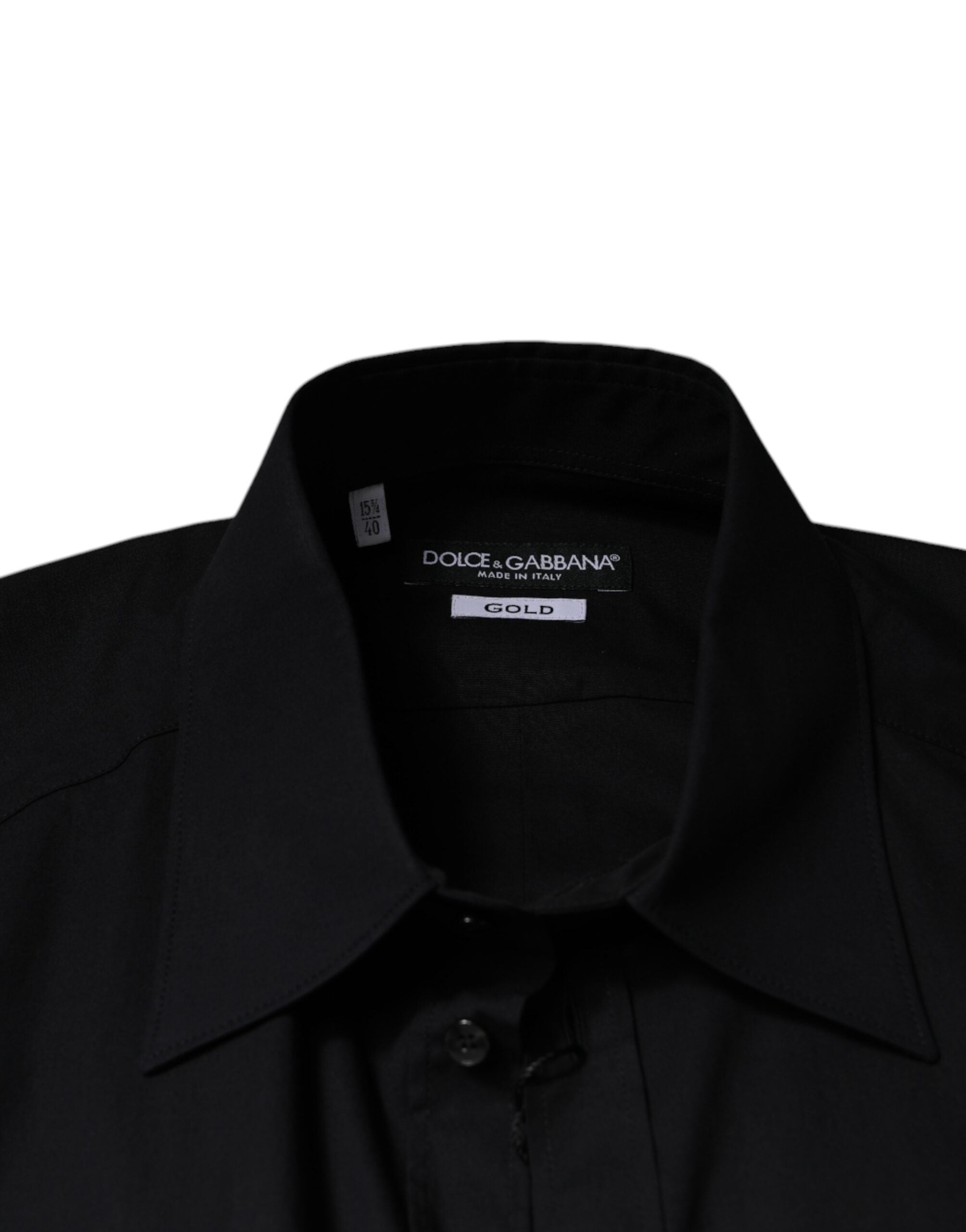 Dolce & Gabbana Schwarzes langärmeliges GOLD-Hemd mit Augenklappe