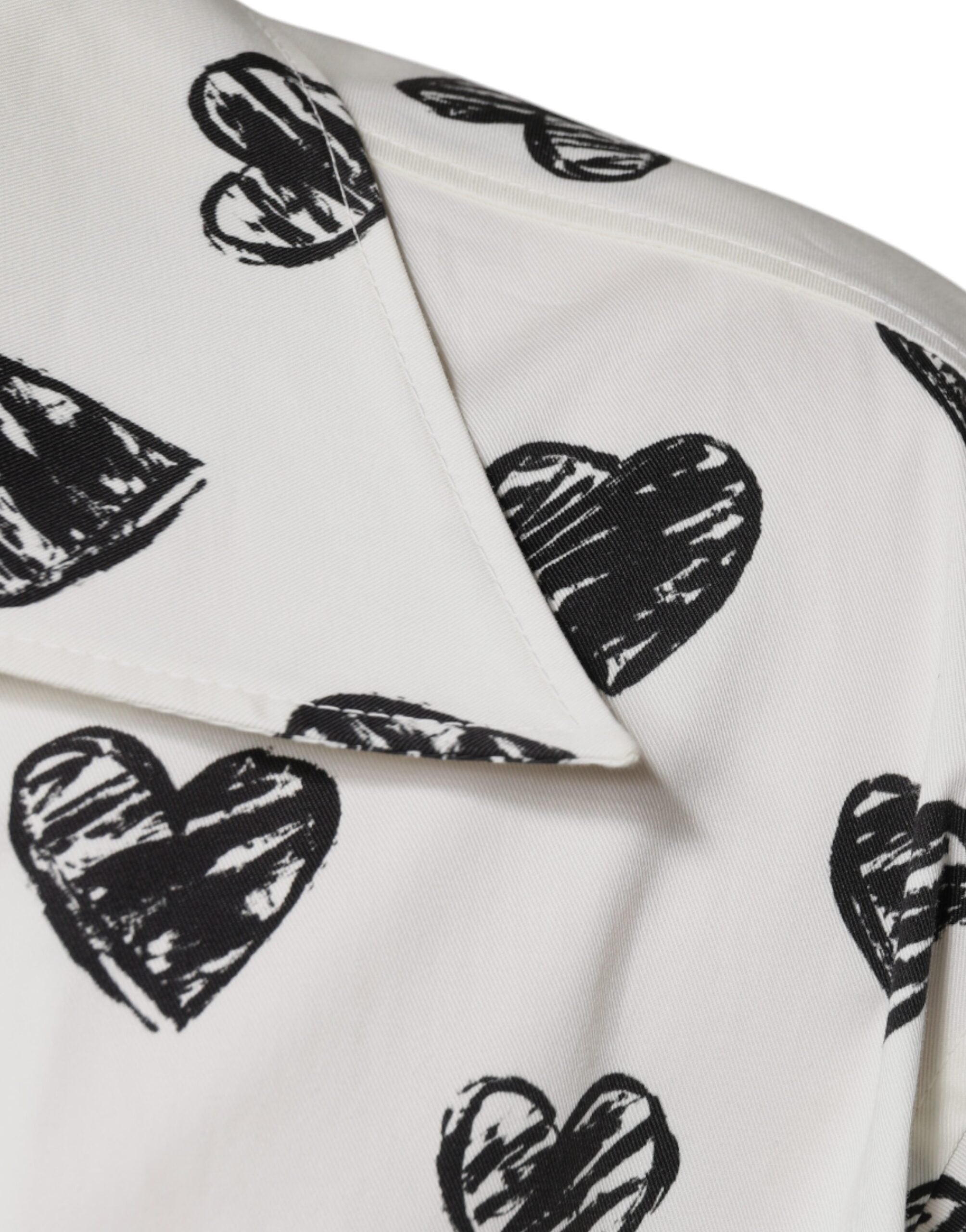 Dolce & Gabbana Weißes Herz Print Kurzarm Freizeithemd