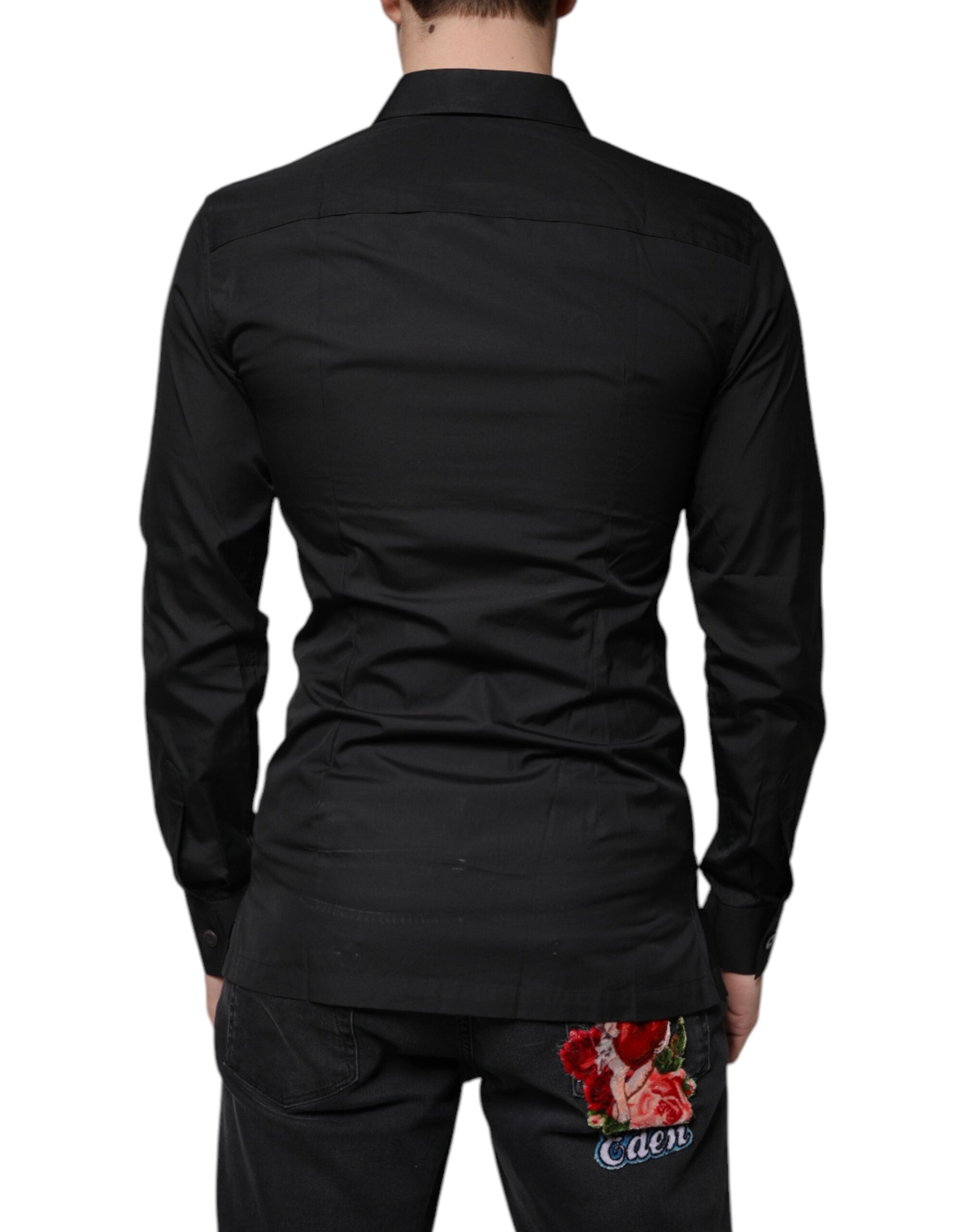 Dolce & Gabbana Schwarzes Baumwollhemd mit langen Ärmeln für formelle Anlässe