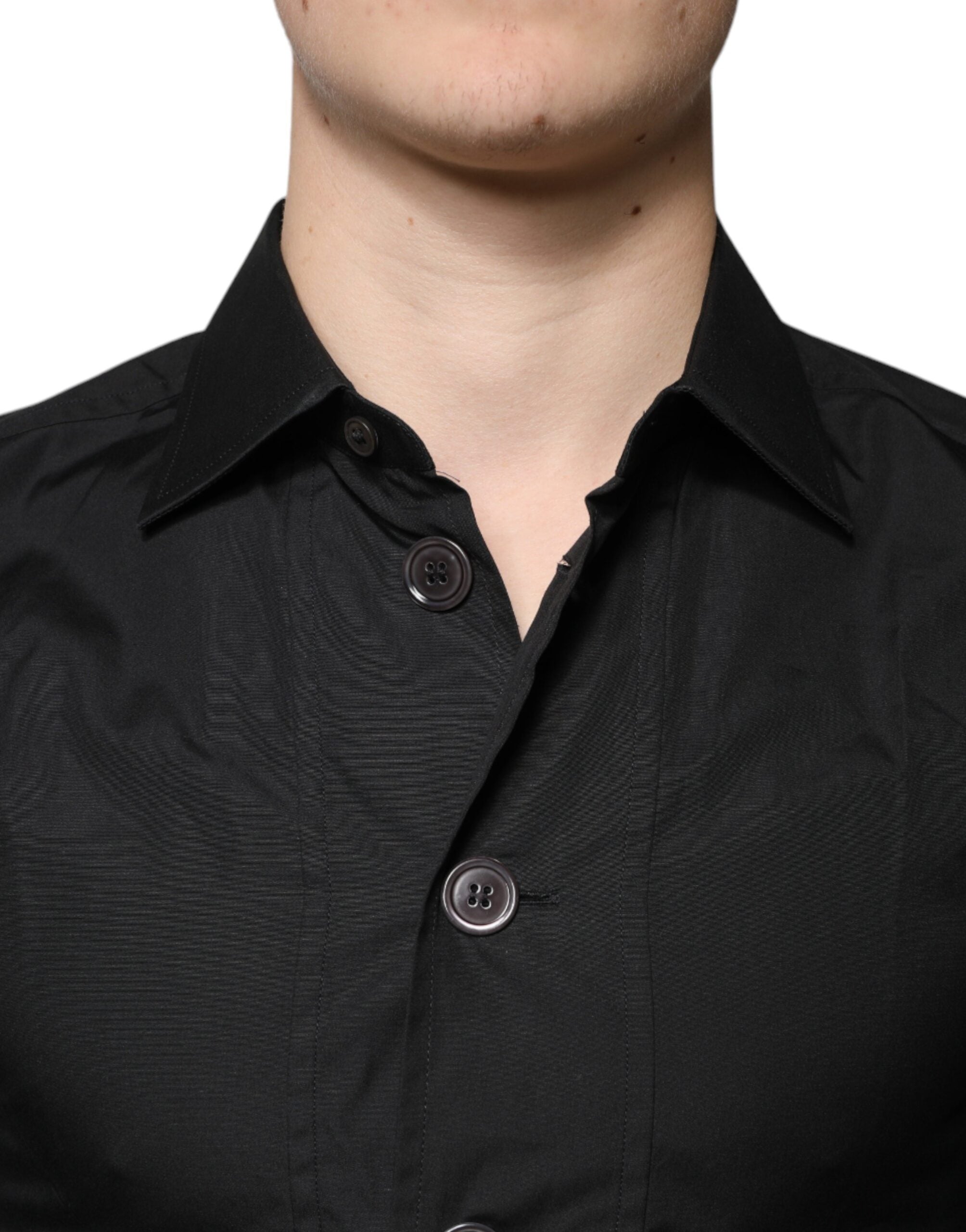 Dolce & Gabbana Schwarzes Baumwollhemd mit langen Ärmeln für formelle Anlässe