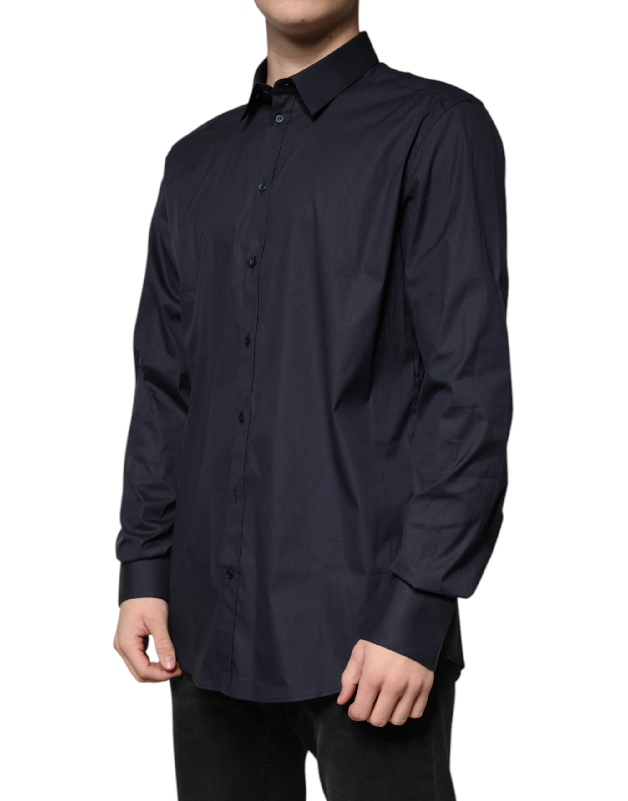 Dolce & Gabbana Schwarzes formelles GOLD-Hemd aus Baumwollmischung