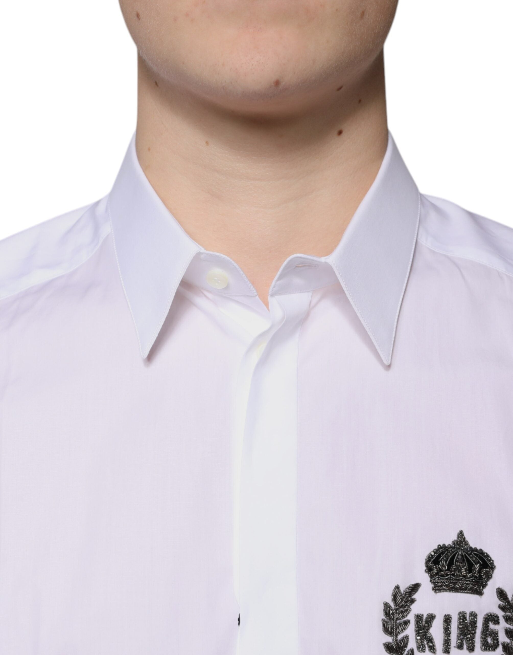 Dolce & Gabbana Weißes Logo-Baumwollhemd für Herren GOLD