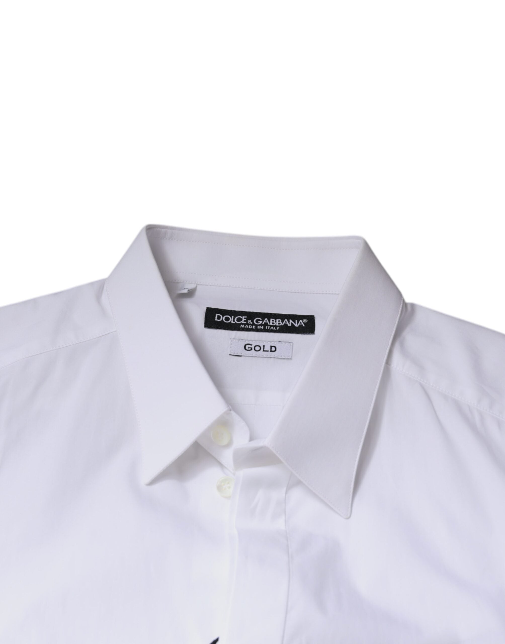 Dolce & Gabbana Weißes Logo-Baumwollhemd für Herren GOLD