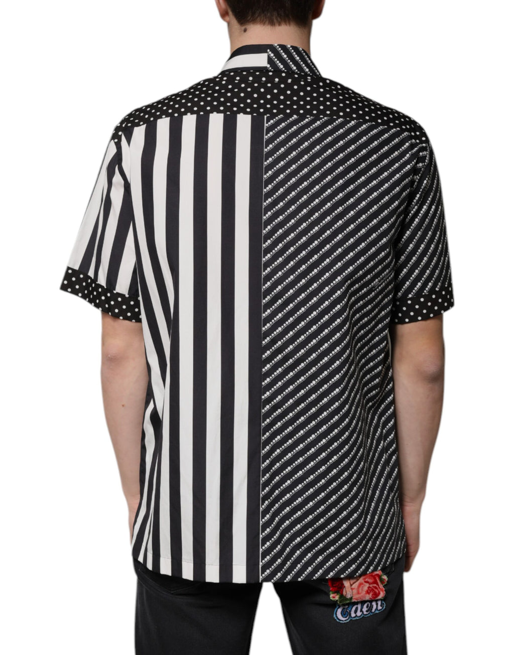 Dolce & Gabbana Schwarz-weiß gestreiftes Button Down Freizeithemd