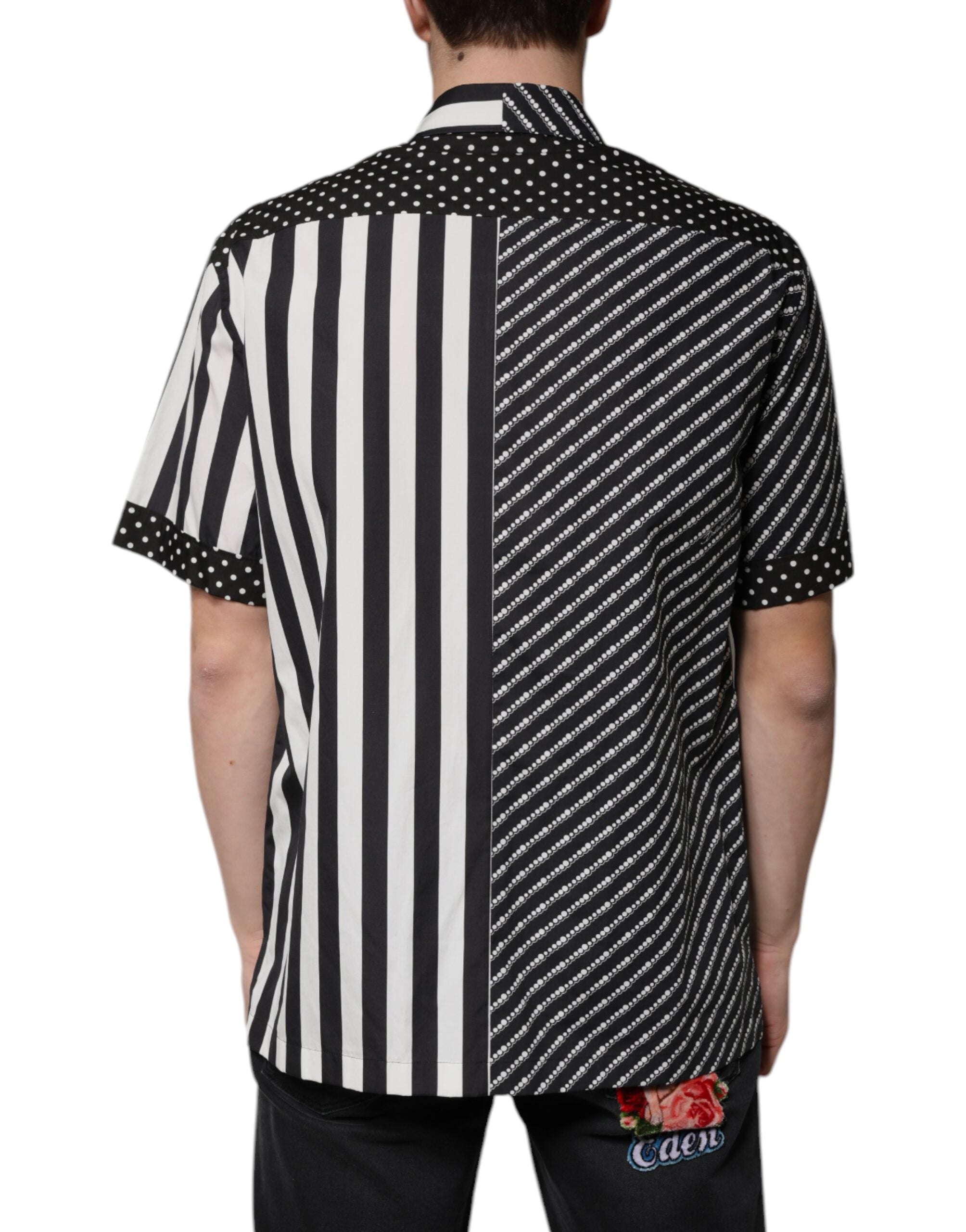 Dolce & Gabbana Schwarz-weiß gestreiftes Button Down Freizeithemd