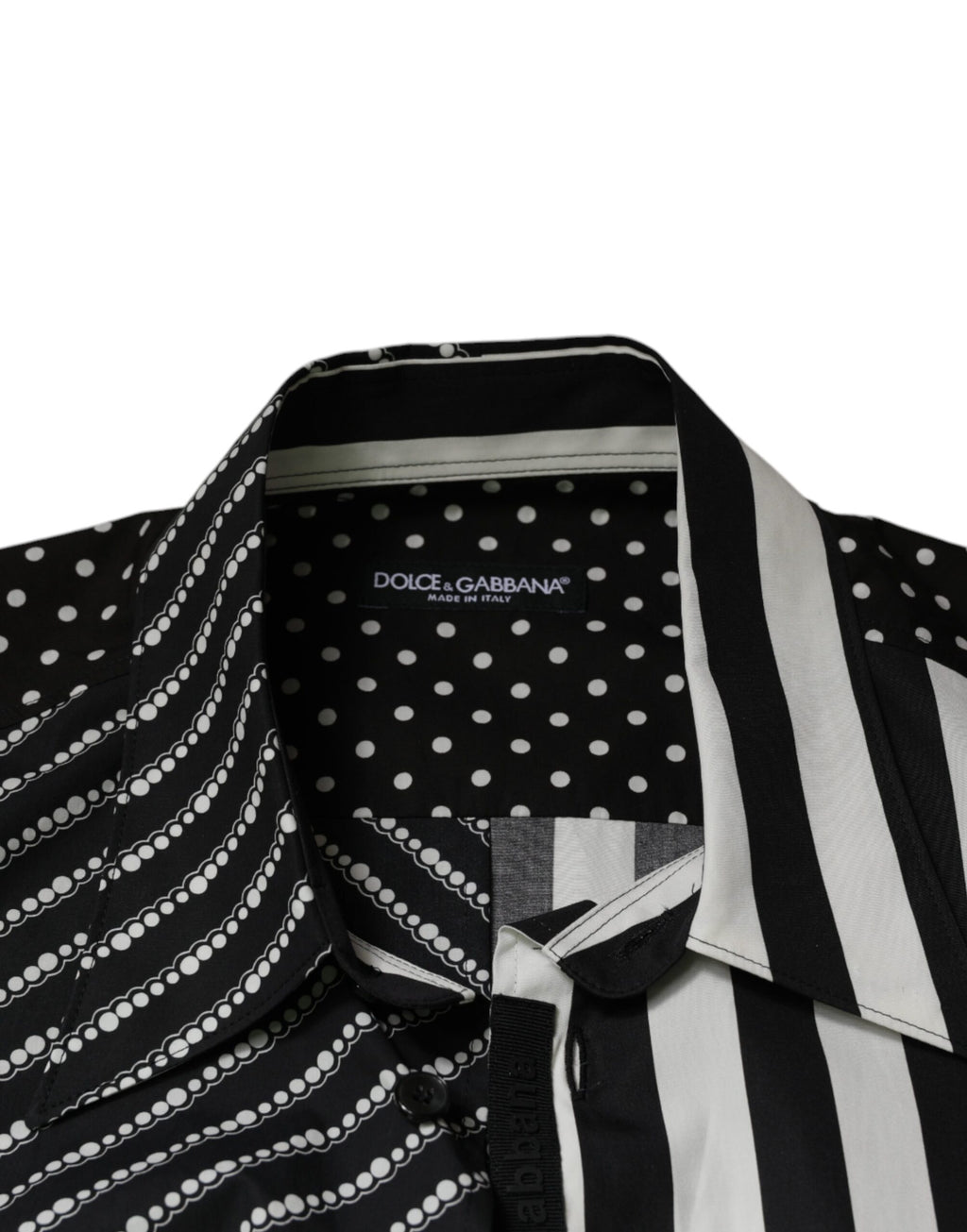 Dolce & Gabbana Schwarz-weiß gestreiftes Button Down Freizeithemd