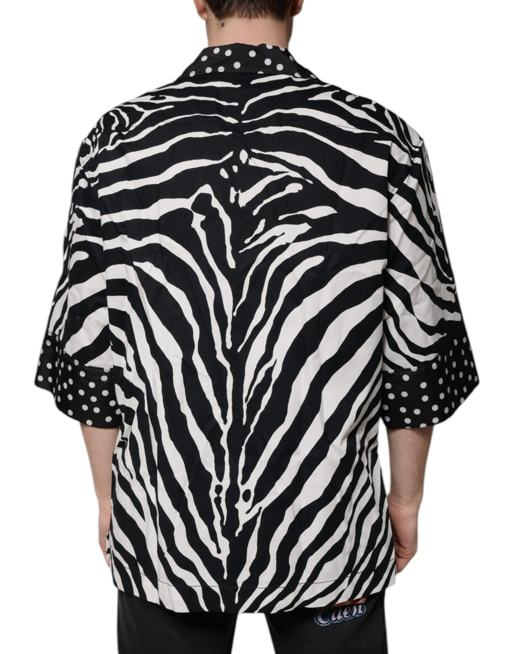 Dolce & Gabbana Schwarz Weiß Zebra Button Down Hemd in Übergröße