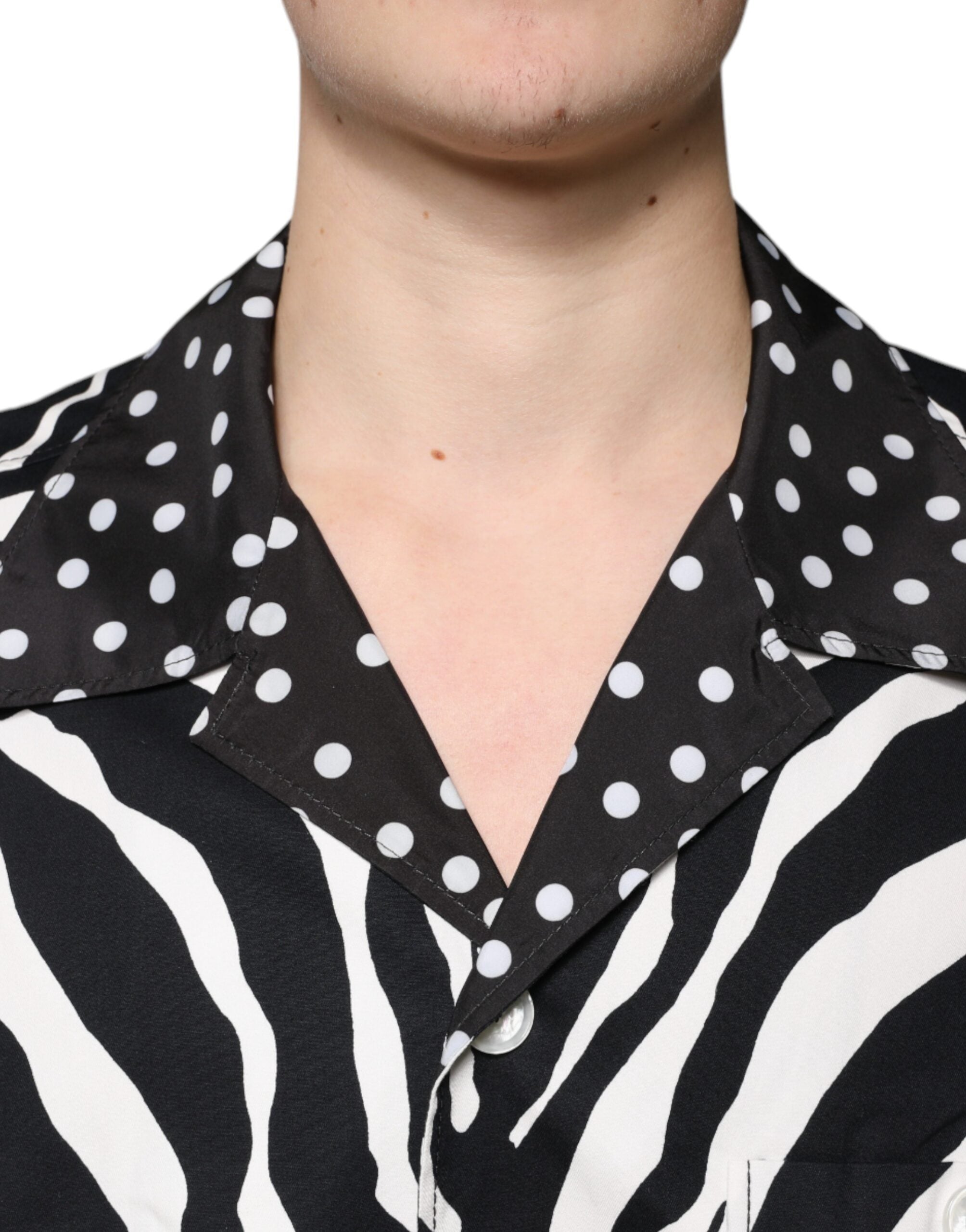 Dolce & Gabbana Schwarz Weiß Zebra Button Down Hemd in Übergröße