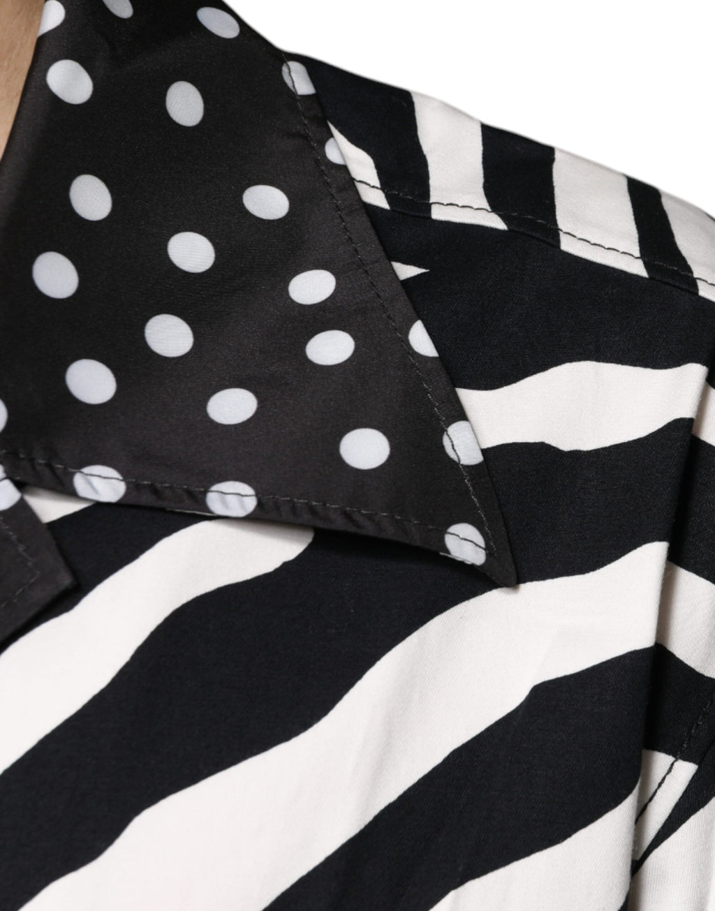 Dolce & Gabbana Schwarz Weiß Zebra Button Down Hemd in Übergröße