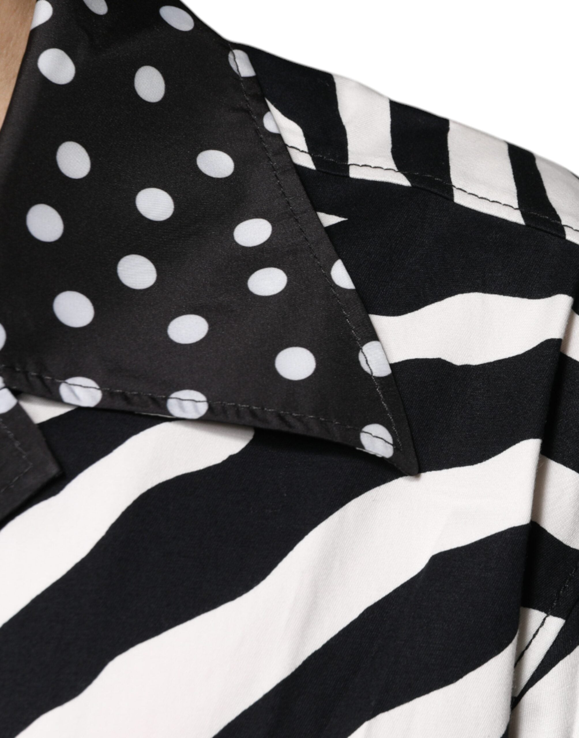 Dolce & Gabbana Schwarz Weiß Zebra Button Down Hemd in Übergröße