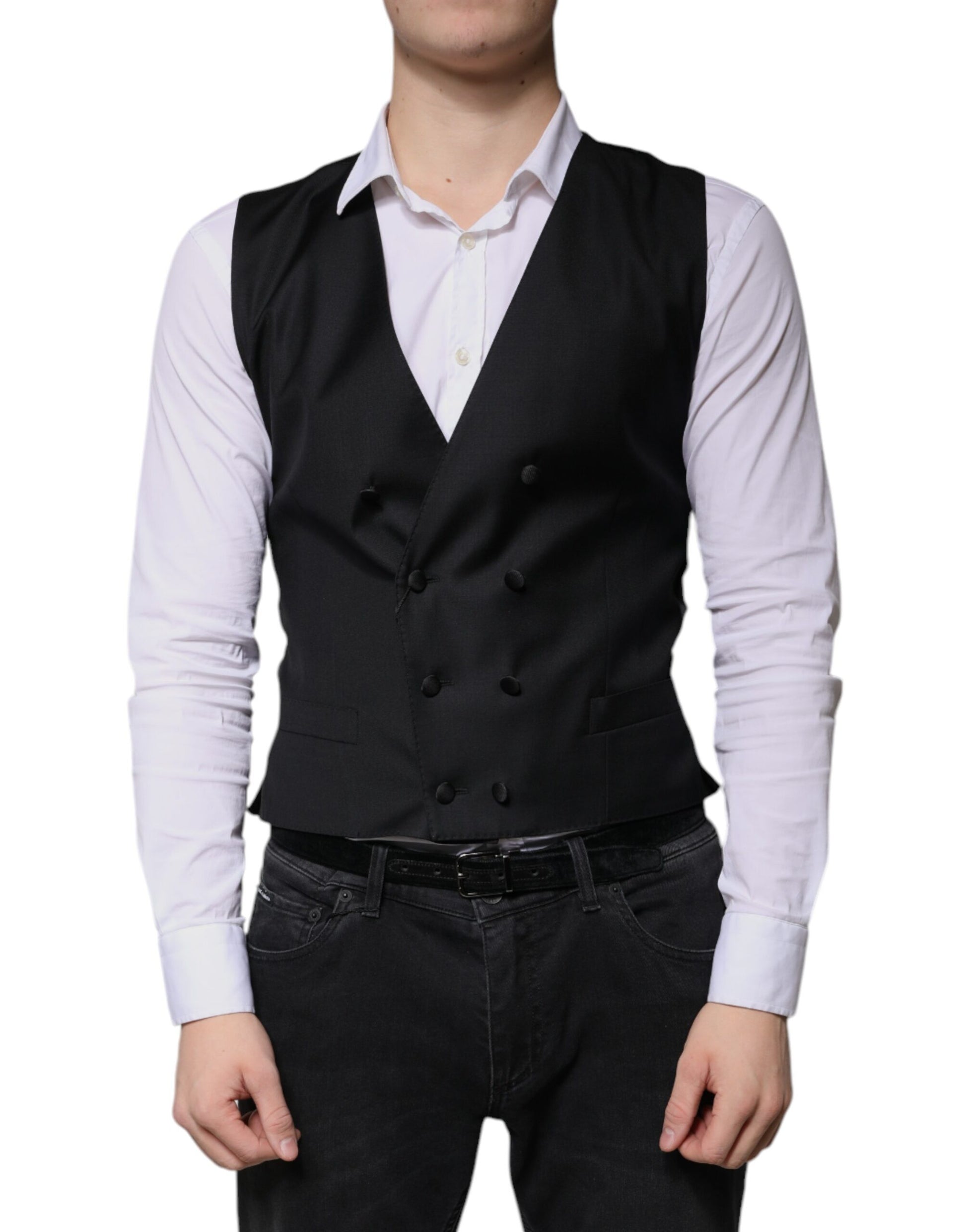 Dolce & Gabbana Schwarz Wolle Formal Dress Männer Weste Weste