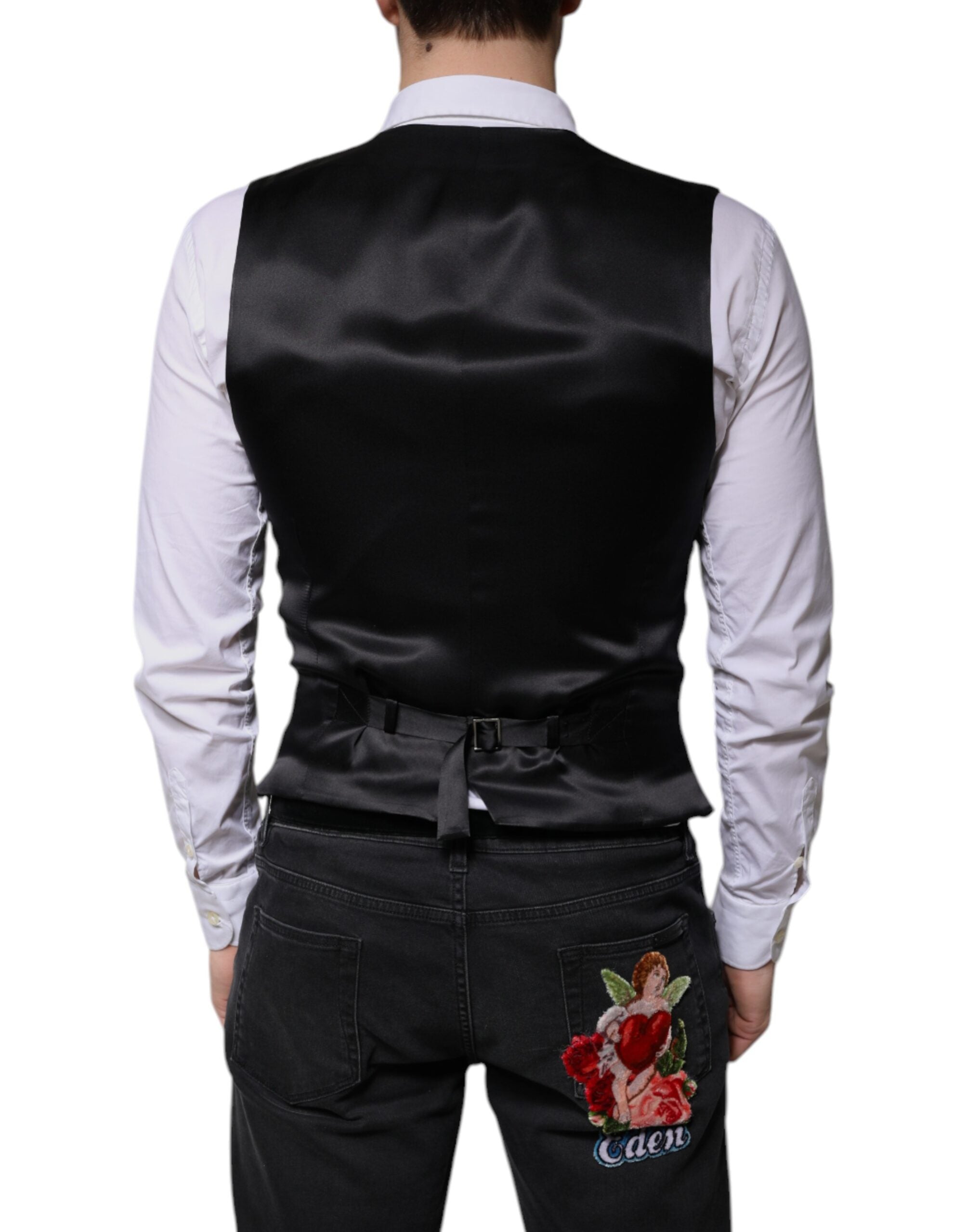Dolce & Gabbana Schwarz Wolle Formal Dress Männer Weste Weste