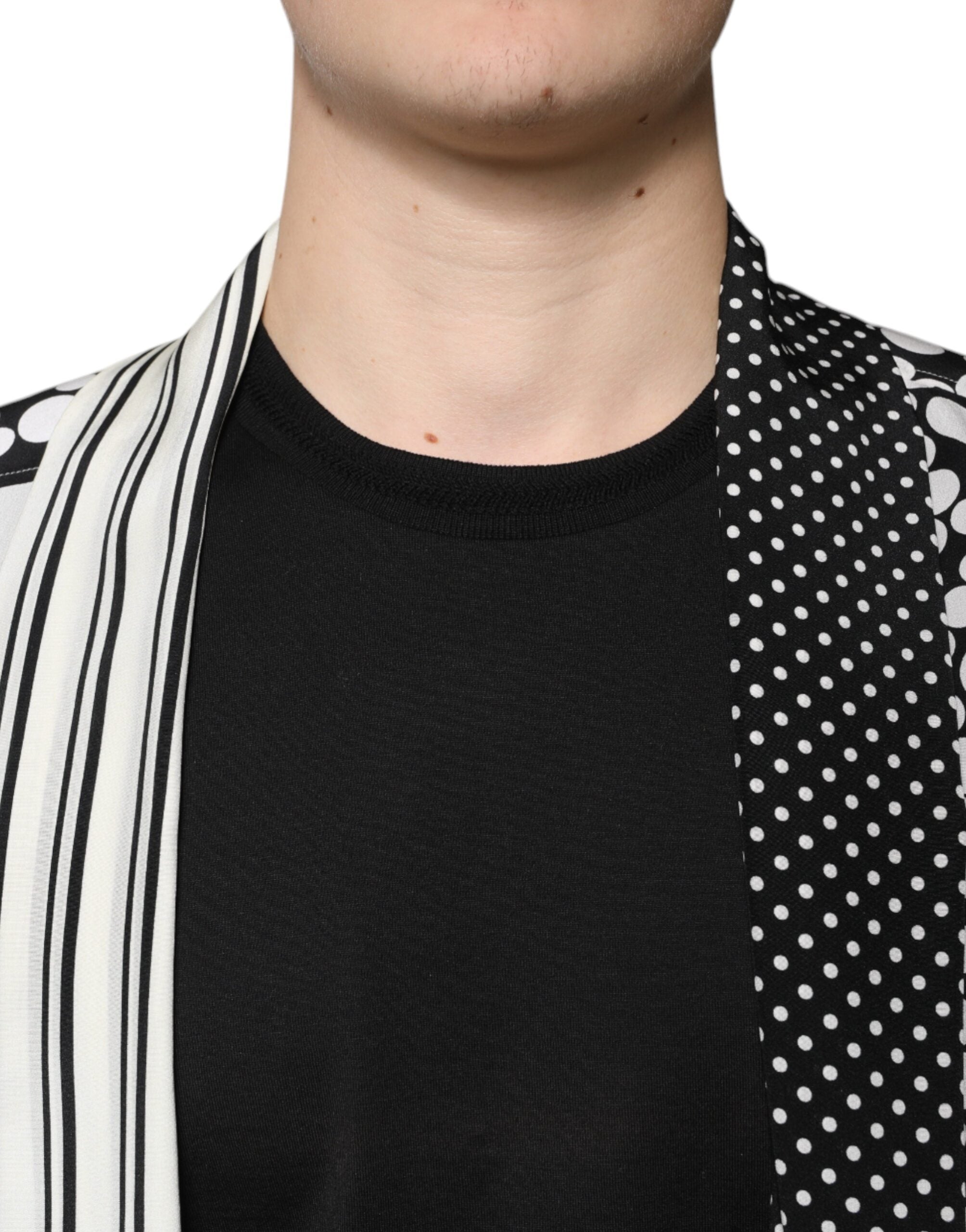 Dolce & Gabbana Schwarz Weiß Polka Dots Seide Männer Freizeithemd