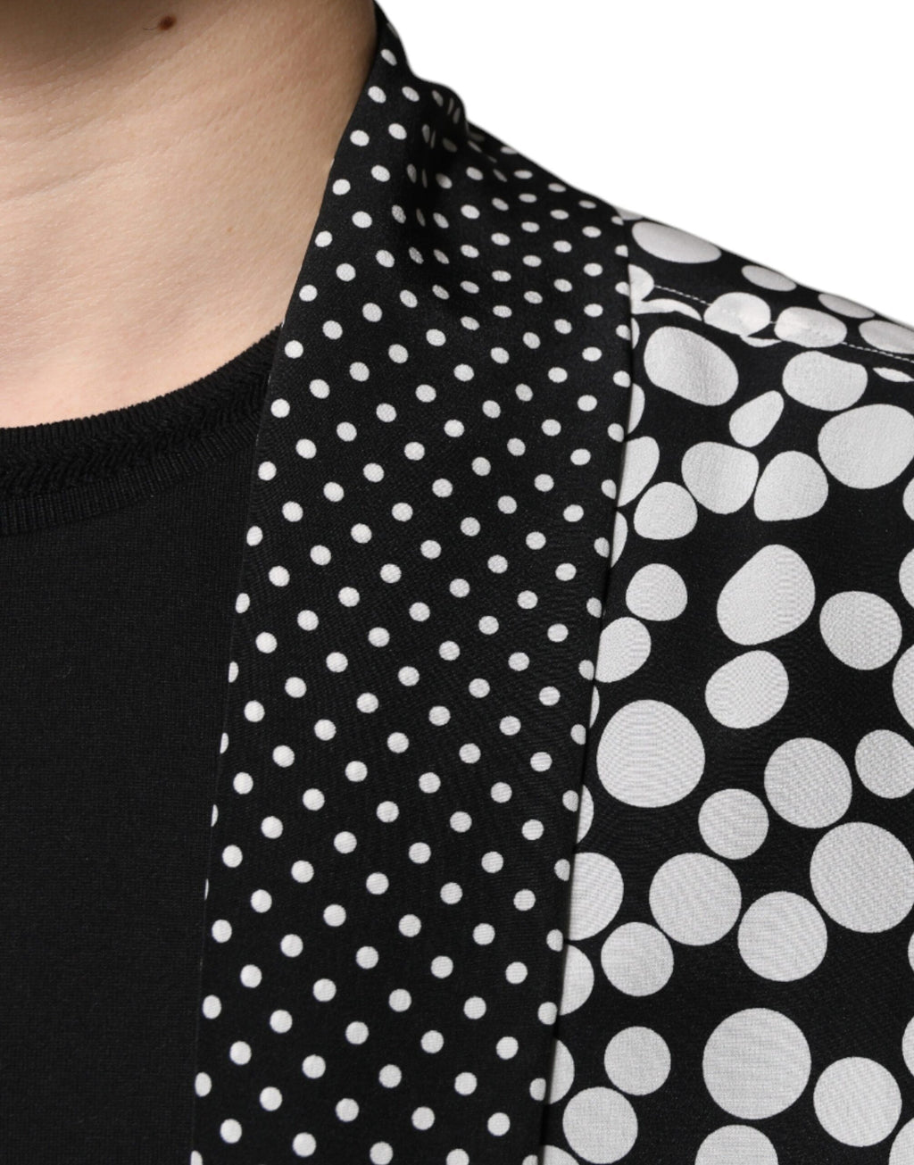 Dolce & Gabbana Schwarz Weiß Polka Dots Seide Männer Freizeithemd