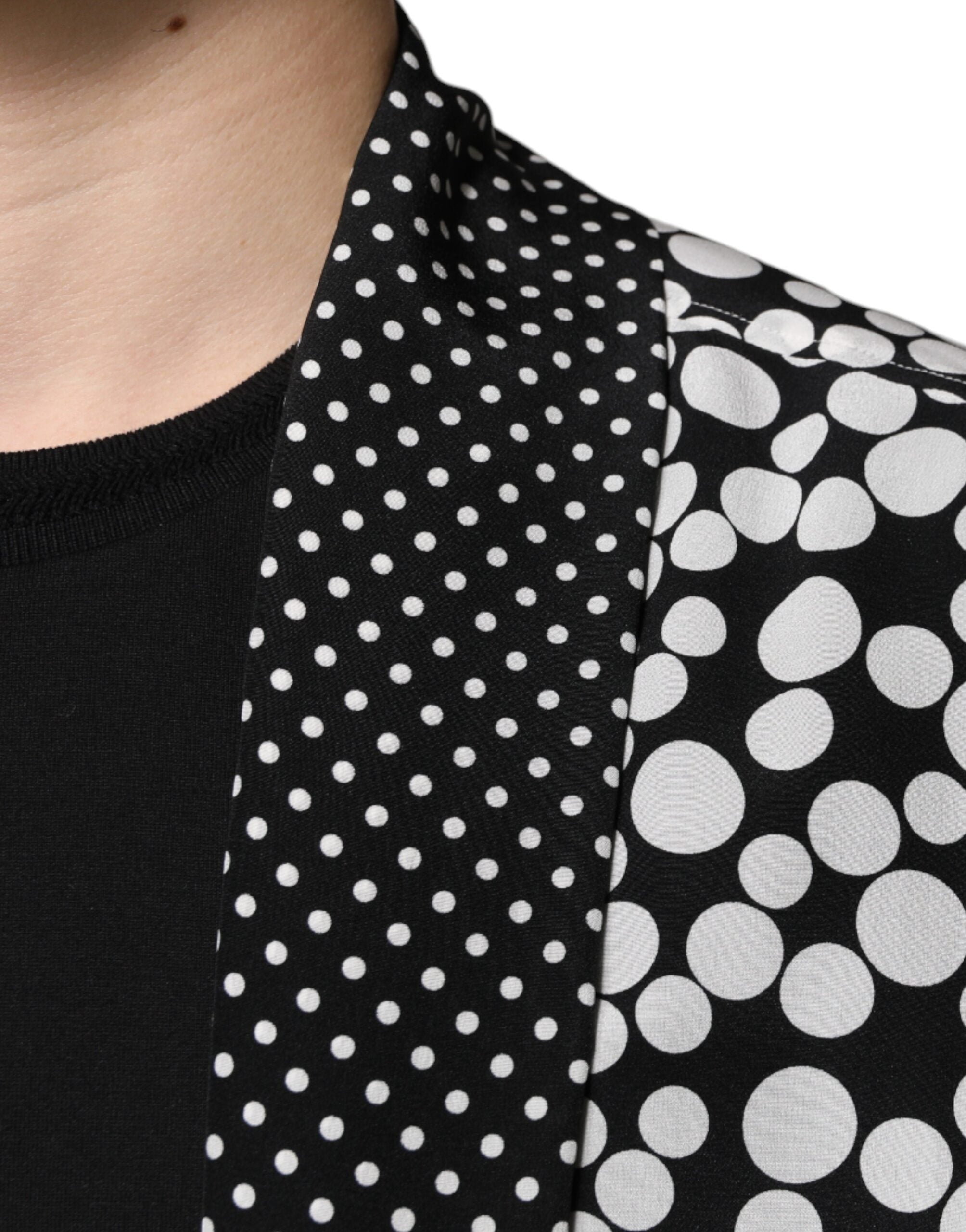 Dolce & Gabbana Schwarz Weiß Polka Dots Seide Männer Freizeithemd