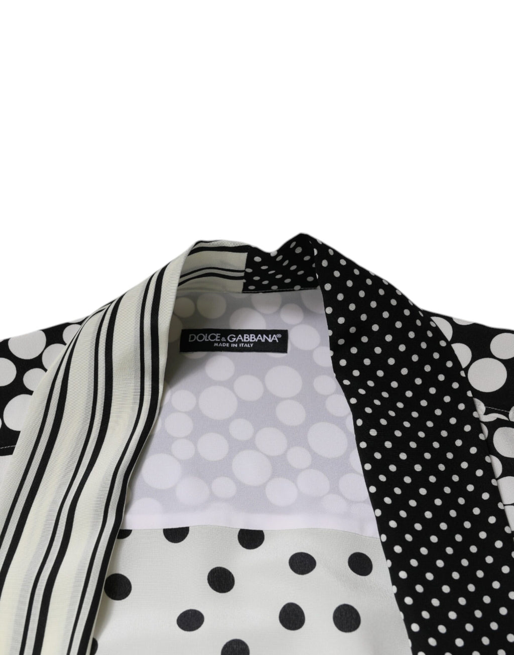 Dolce & Gabbana Schwarz Weiß Polka Dots Seide Männer Freizeithemd