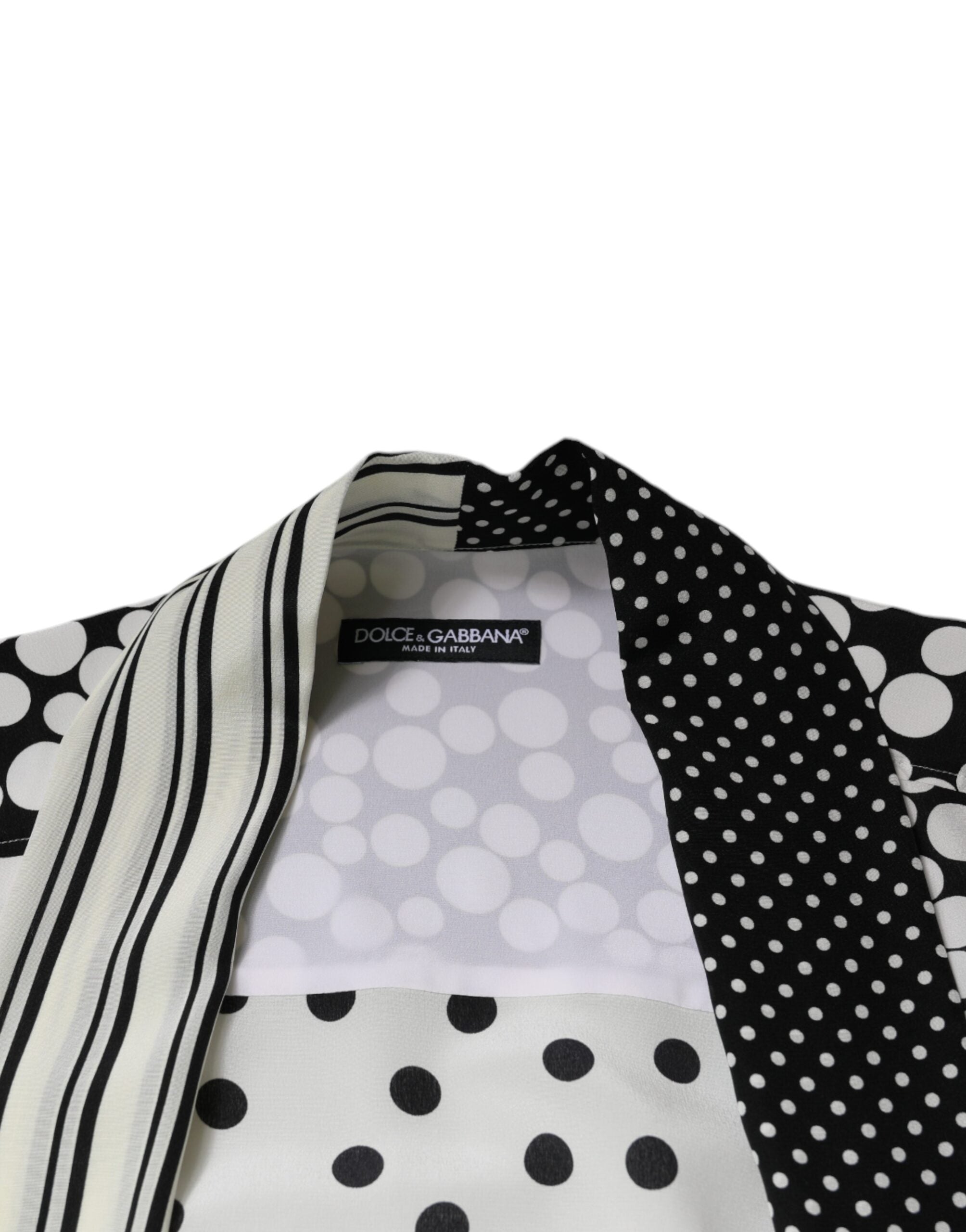 Dolce & Gabbana Schwarz Weiß Polka Dots Seide Männer Freizeithemd