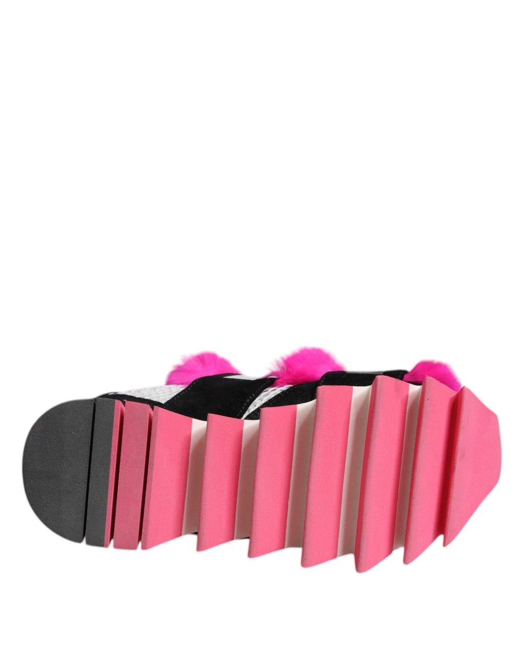 Dolce & Gabbana Schwarz Rosa Pelz Verschönert Turnschuhe Schuhe