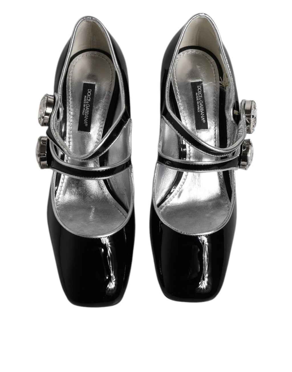 Dolce & Gabbana Schwarz Lackleder Kristall Mary Jane Pumps Schuhe