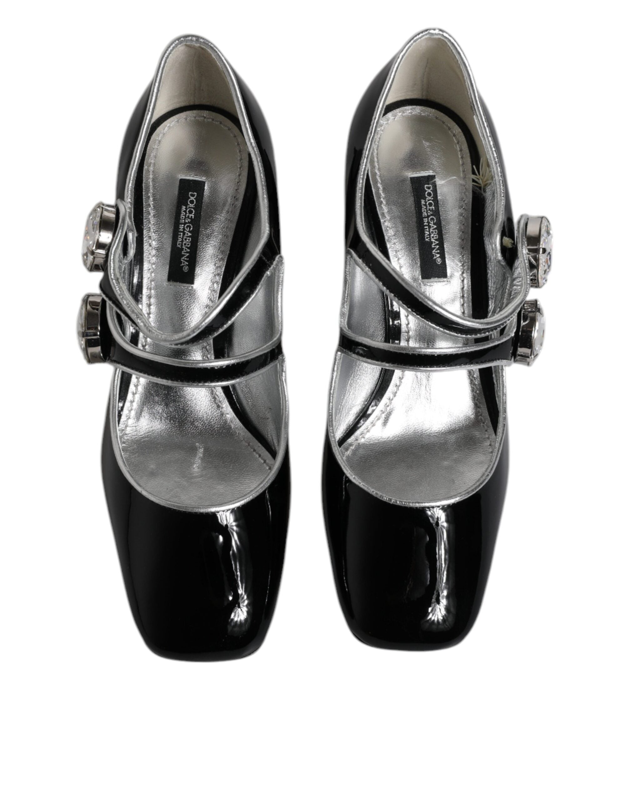Dolce & Gabbana Schwarz Lackleder Kristall Mary Jane Pumps Schuhe