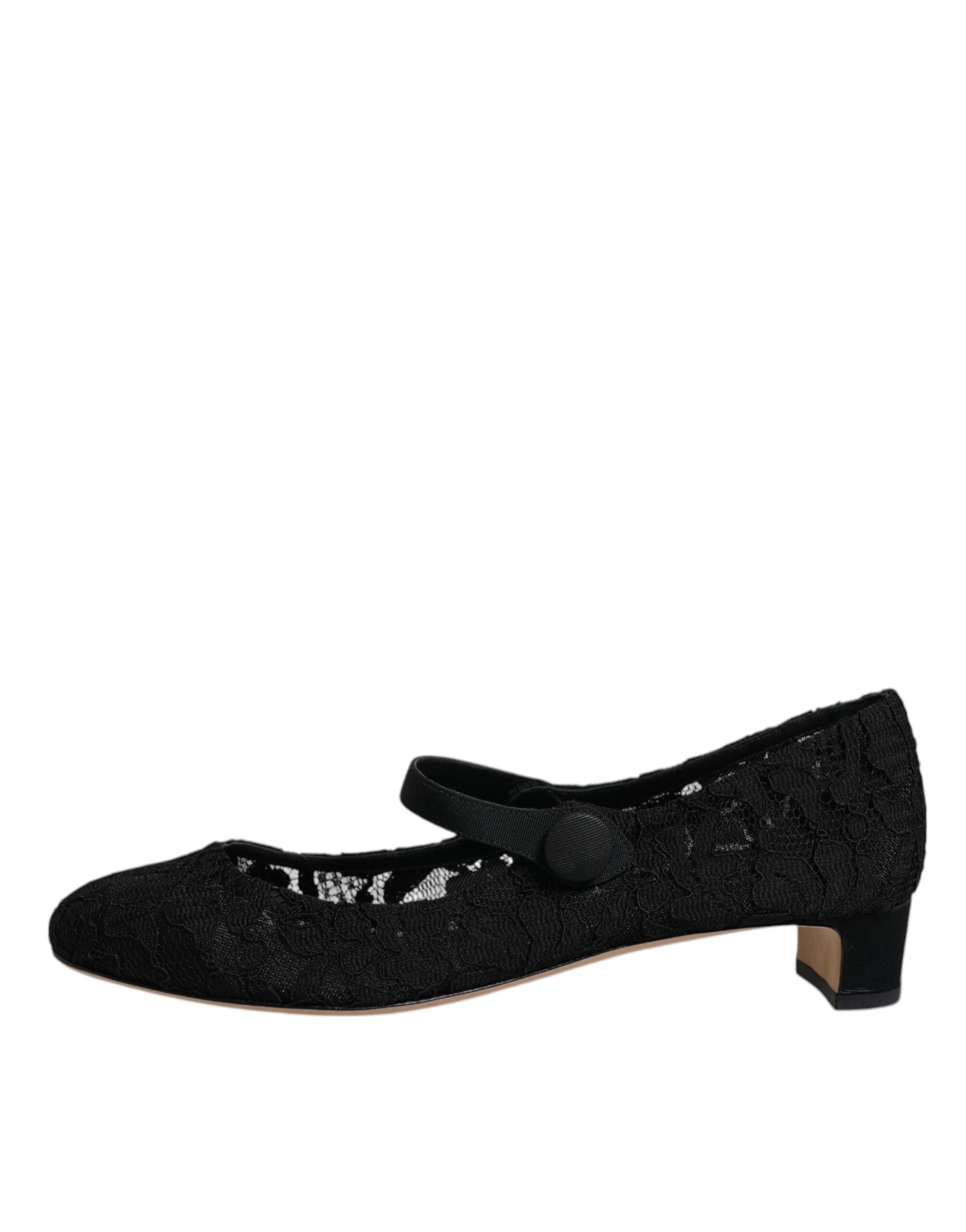 Dolce & Gabbana Schwarz Mary Jane Taormina Spitze Pumps Schuhe