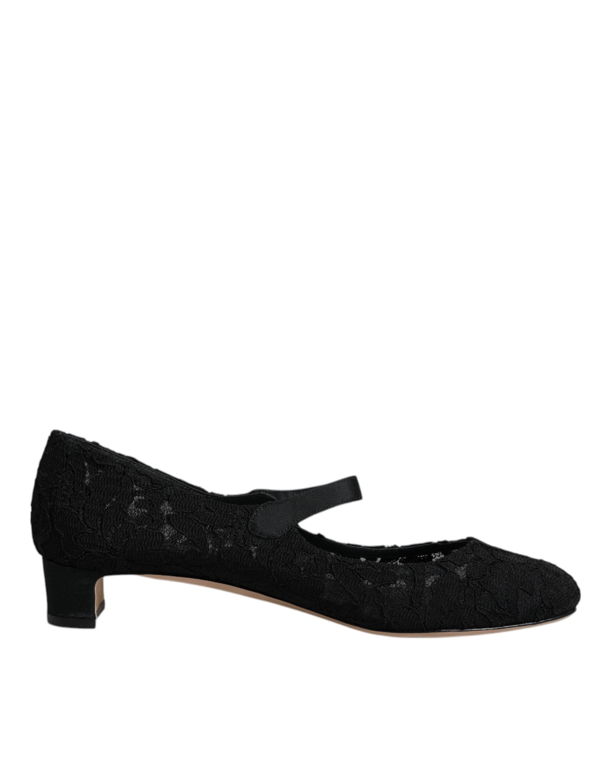 Dolce & Gabbana Schwarz Mary Jane Taormina Spitze Pumps Schuhe