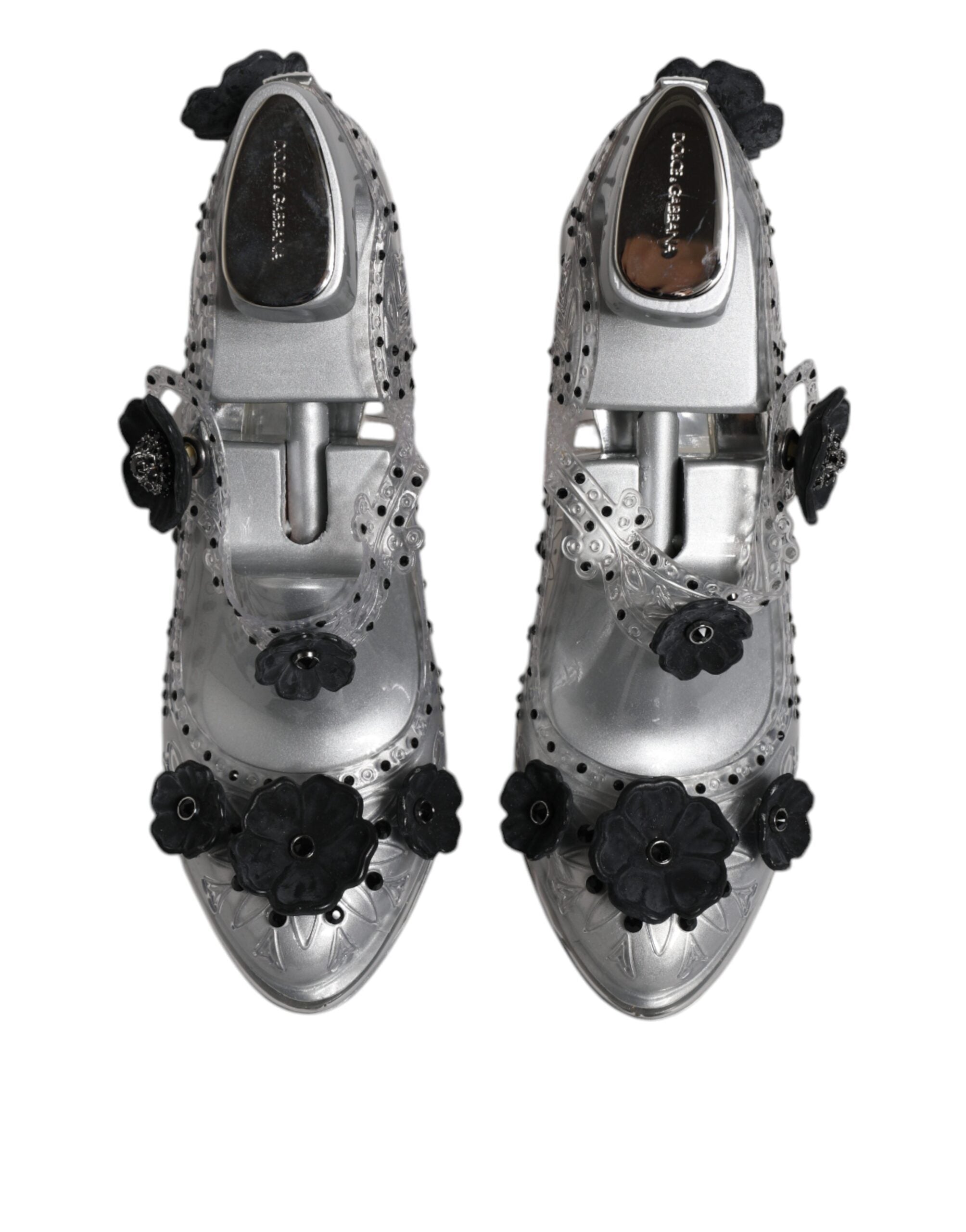 Dolce & Gabbana Klar Floral Kristall CINDERELLA Heels Schuhe