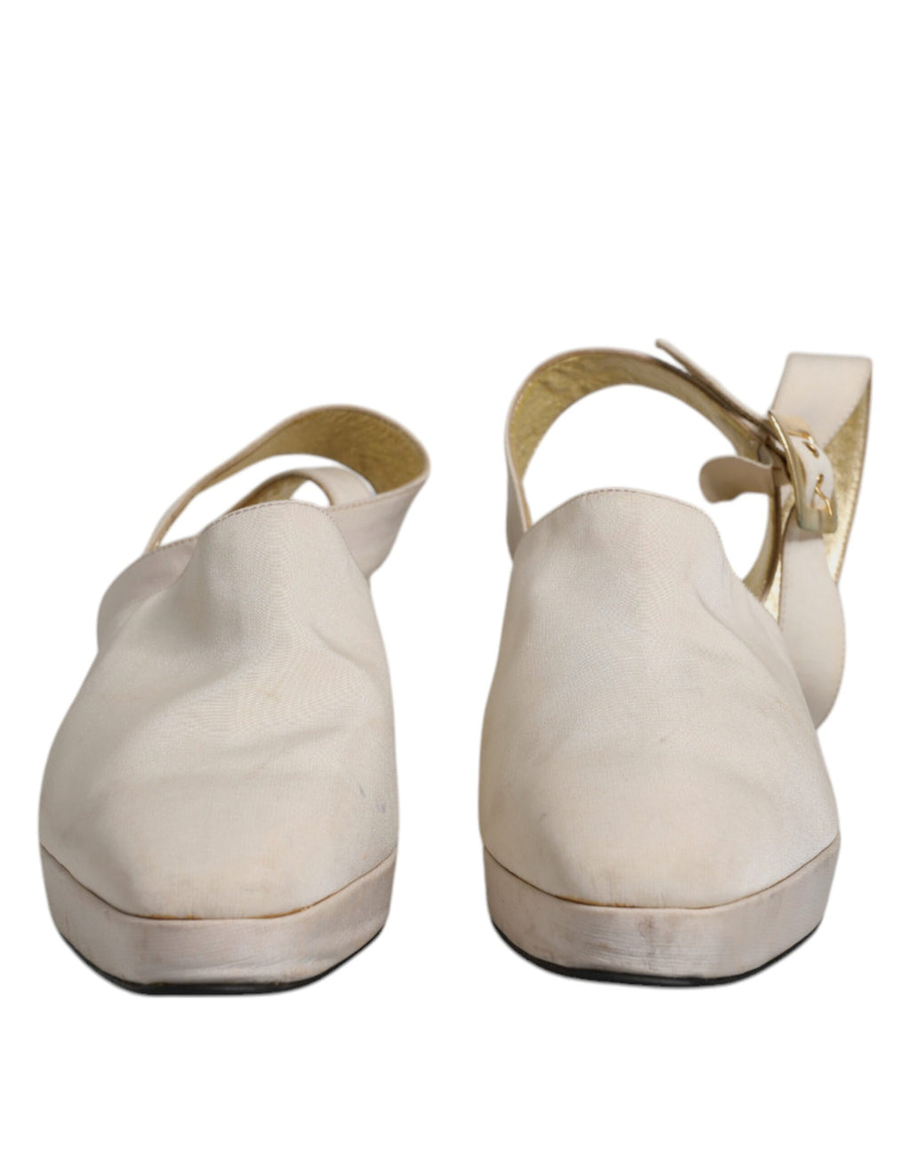 Dolce & Gabbana Aus Weiß Block Absätze Slingback Sandalen Schuhe