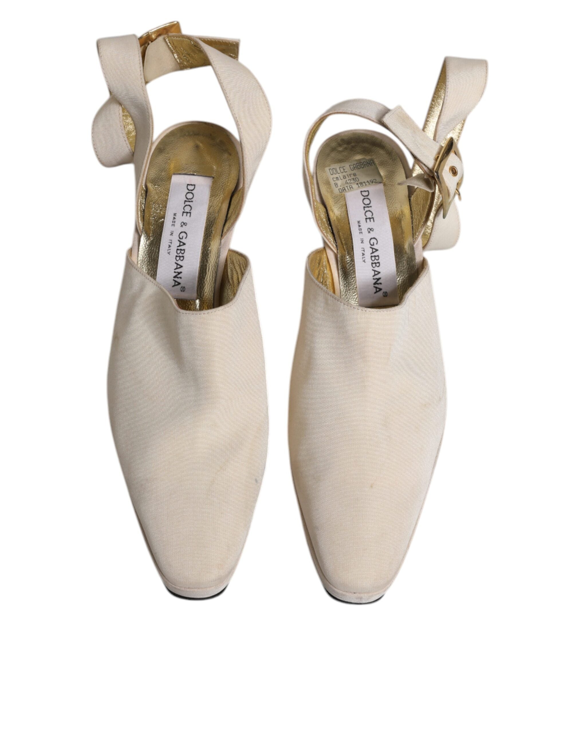 Dolce & Gabbana Aus Weiß Block Absätze Slingback Sandalen Schuhe